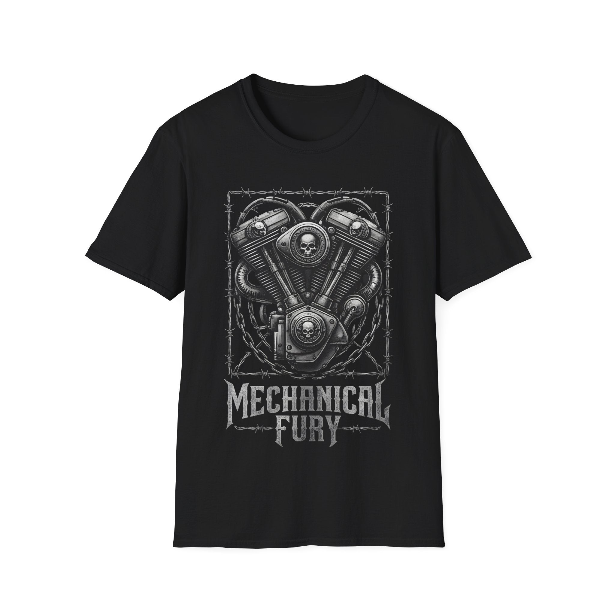 Mechanical Fury Motorcycle Engine Graphic T shirt
