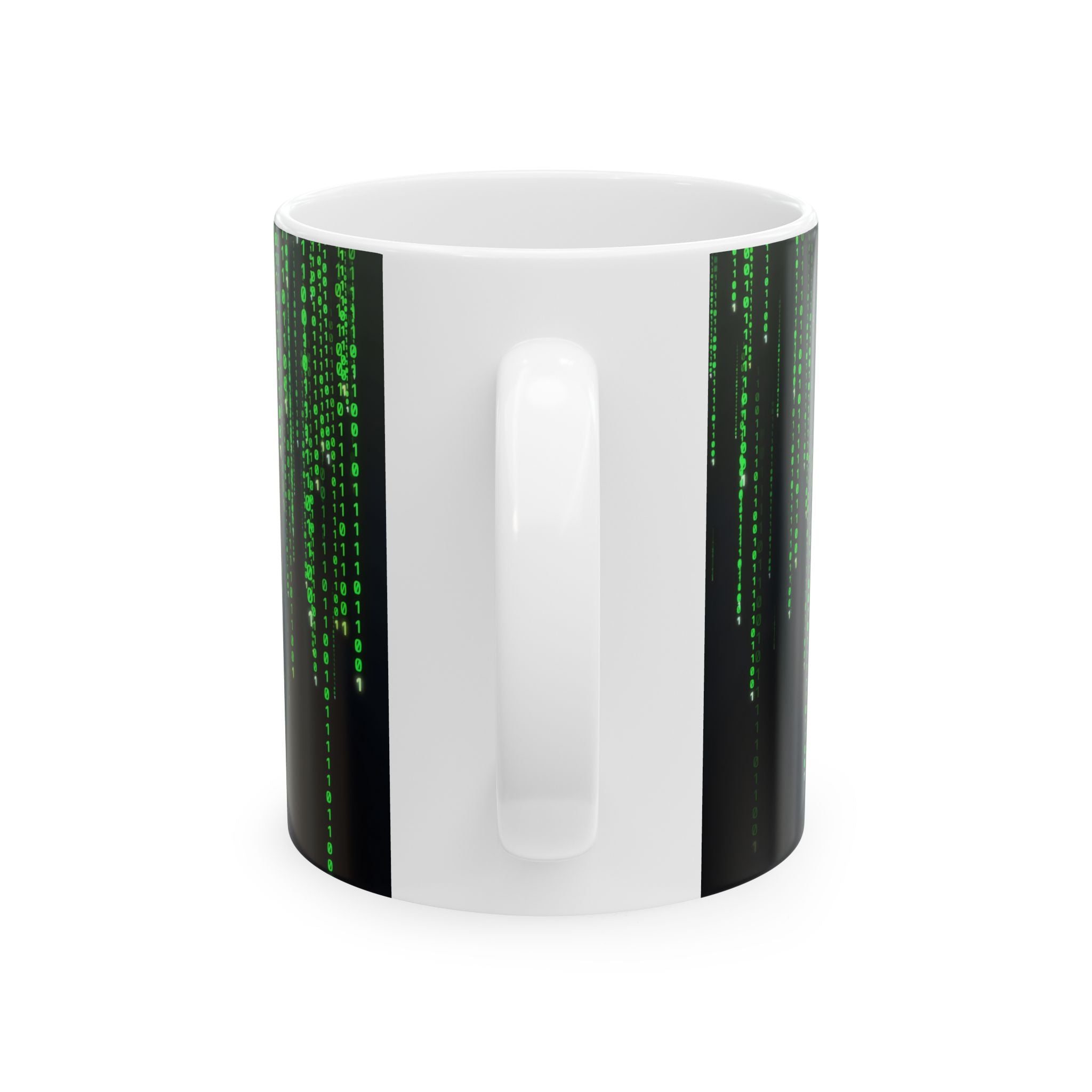 Matrix Code Ceramic Mug — Retro Hacker Green Rain Coffee Cup (11oz, 15oz)