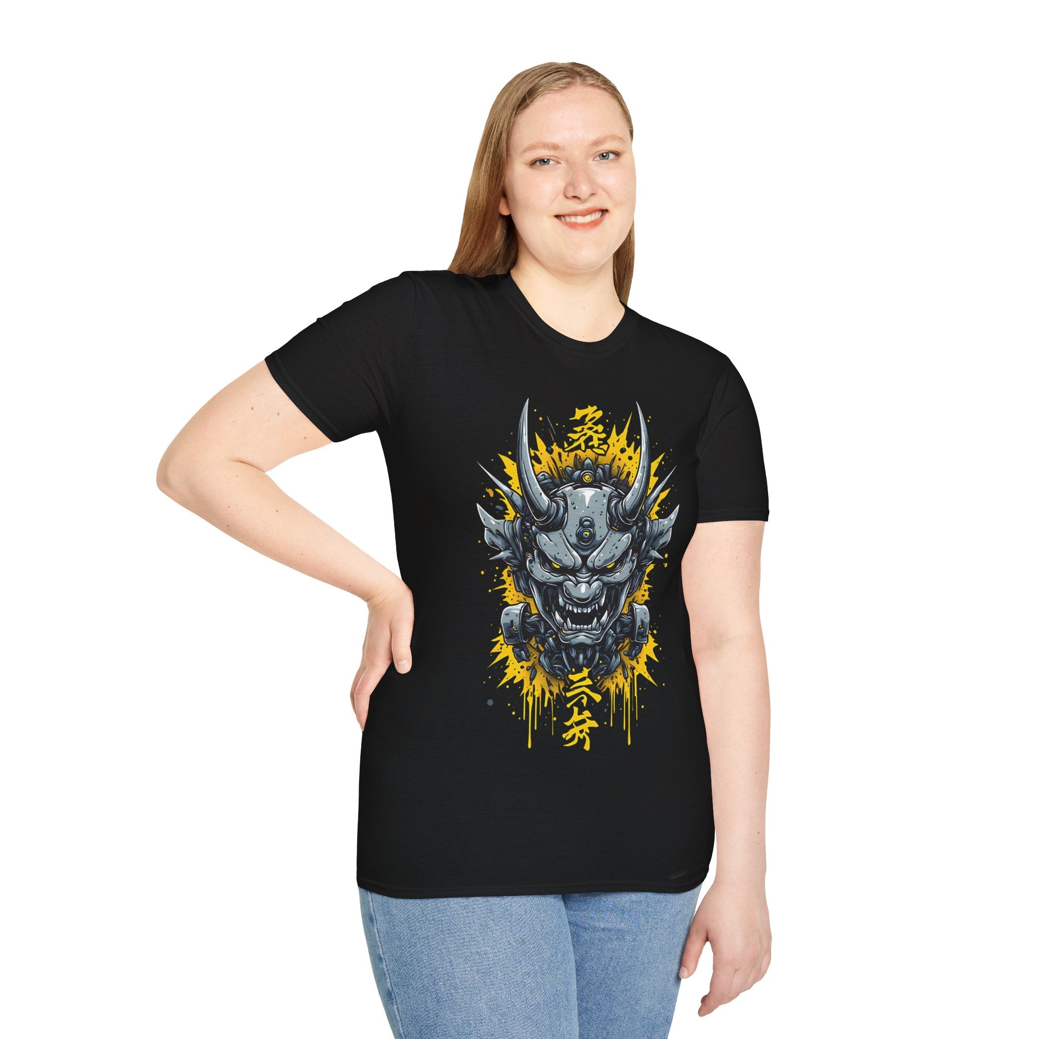 Demonic Oni Helmet T‑Shirt — Japanese Samurai Mask Graphic Tee