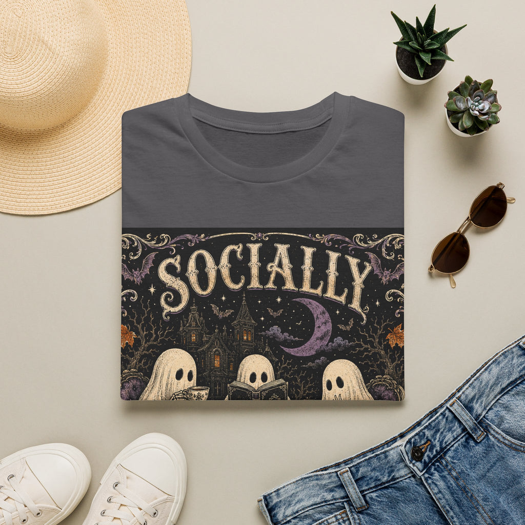 Socially Haunted T-Shirt — Cute Ghost Halloween Graphic Tee