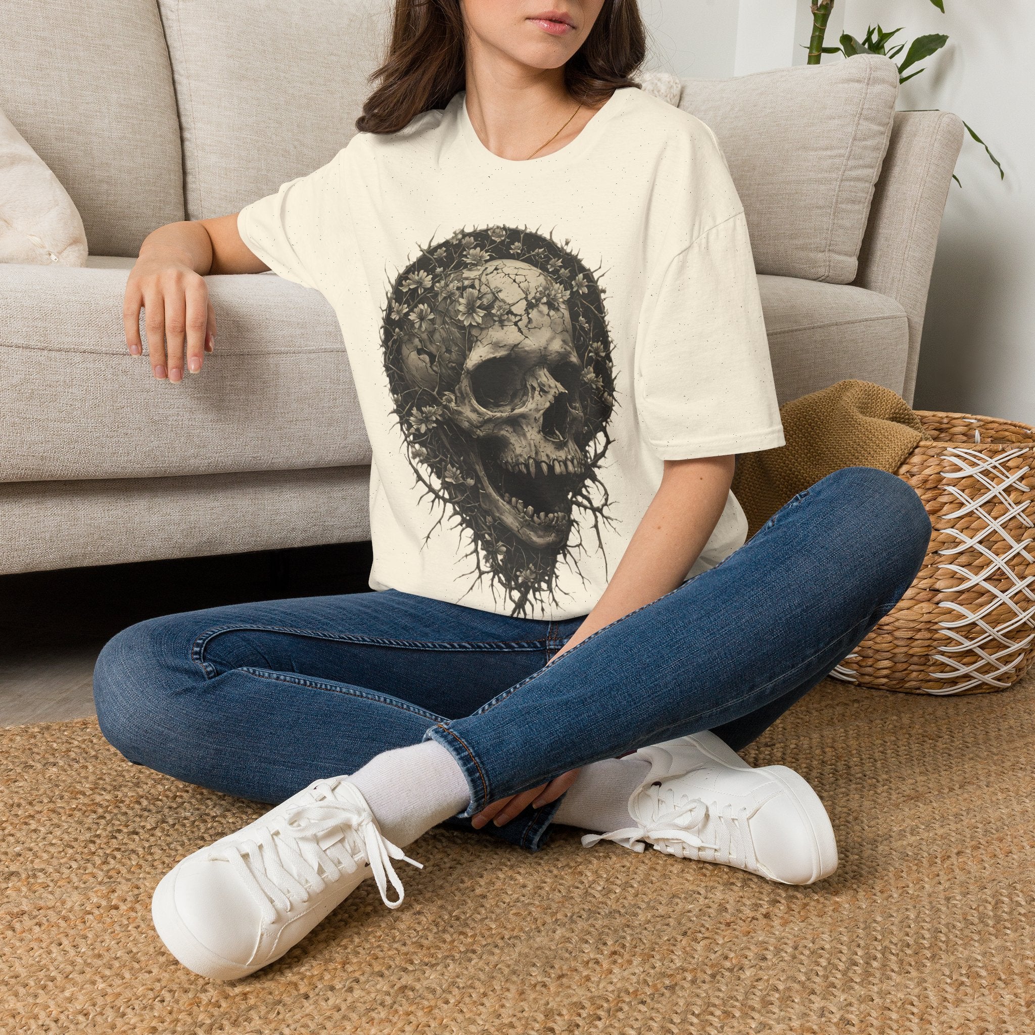 Floral Skull Graphic T-Shirt