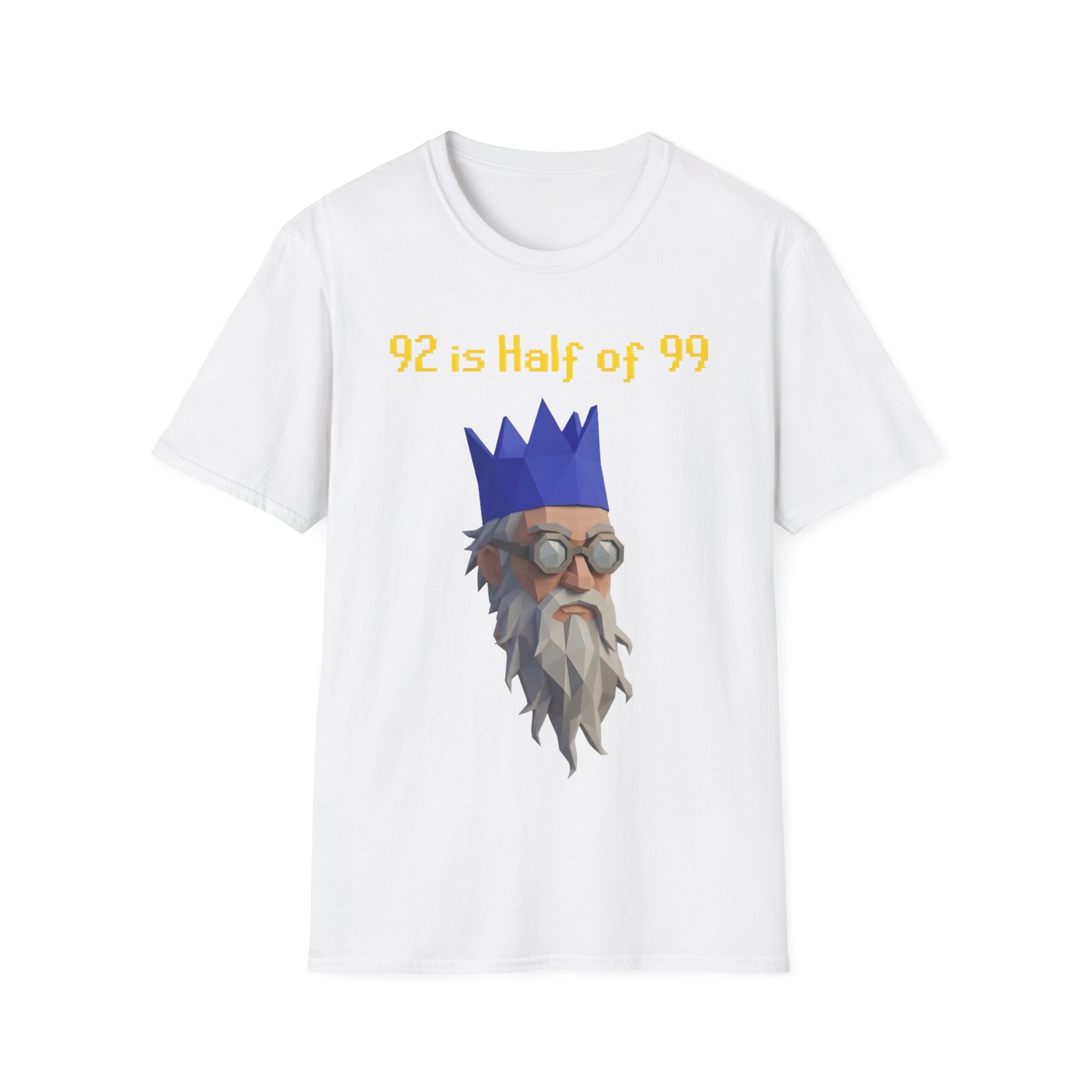 “92 is half of 99” Graphic T‑Shirt — Retro Pixel King Math Humor Tee