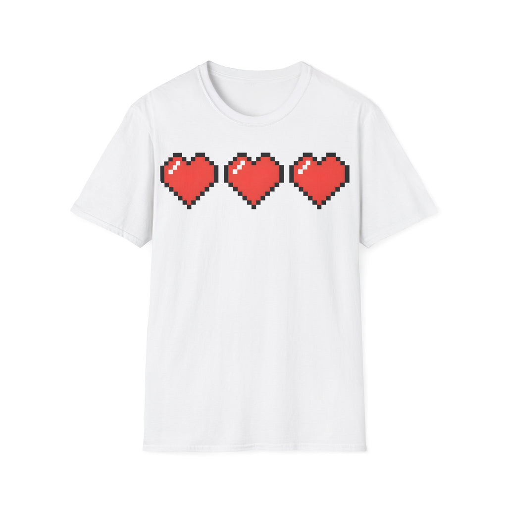 Pixel Heart T-Shirt — Retro 8-Bit Hearts Tee for Gamers & Couples