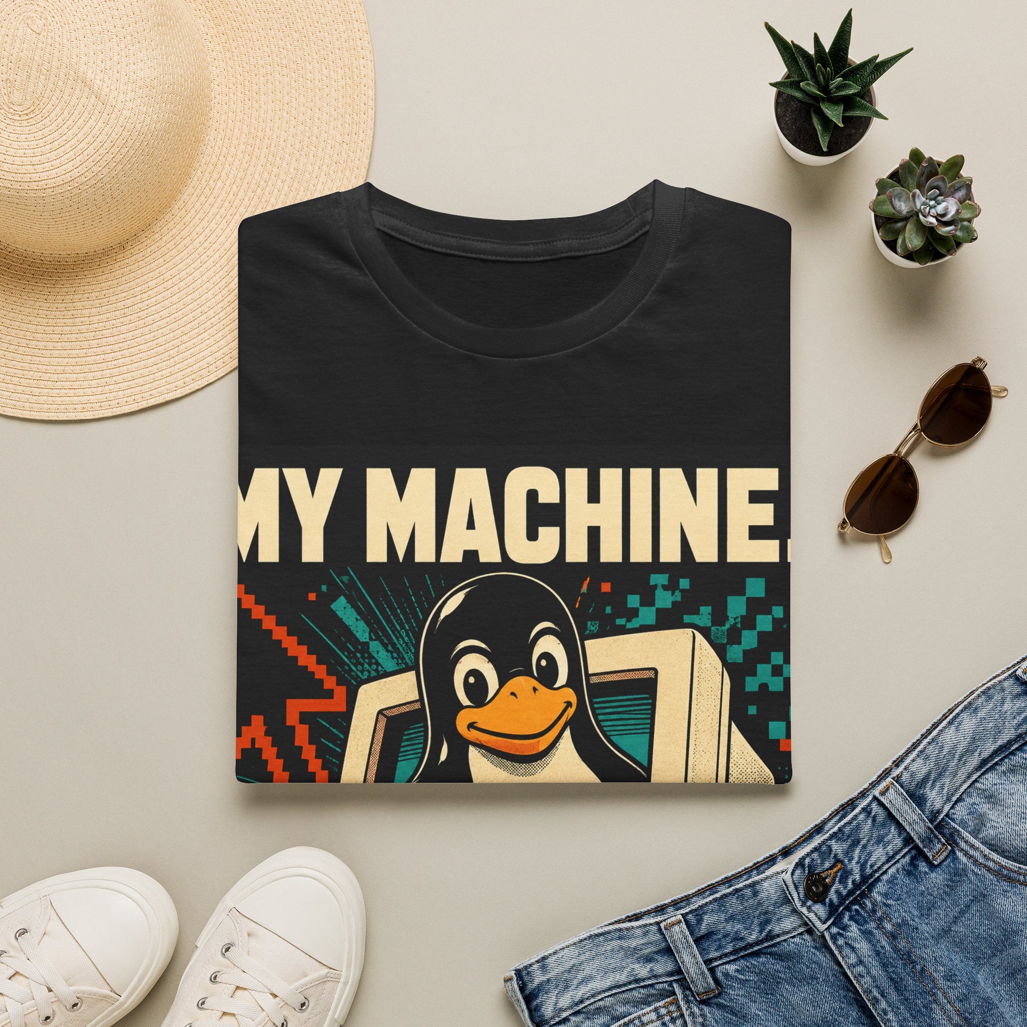 Retro Tux Penguin Tee — "My Machine, My Rules" Vintage Computer T-Shirt