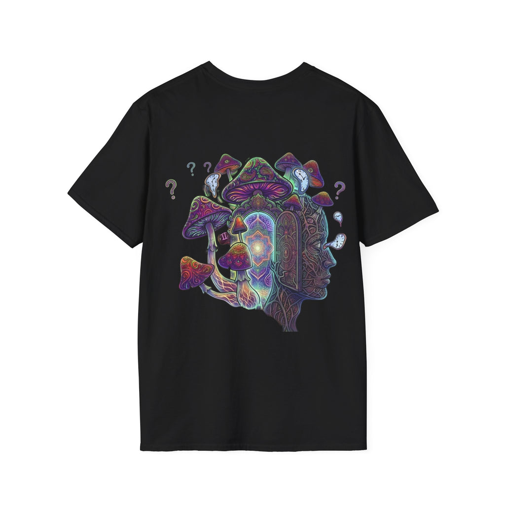 Mystical Prism Pocket T-Shirt — Colorful Cosmic Cat Graphic