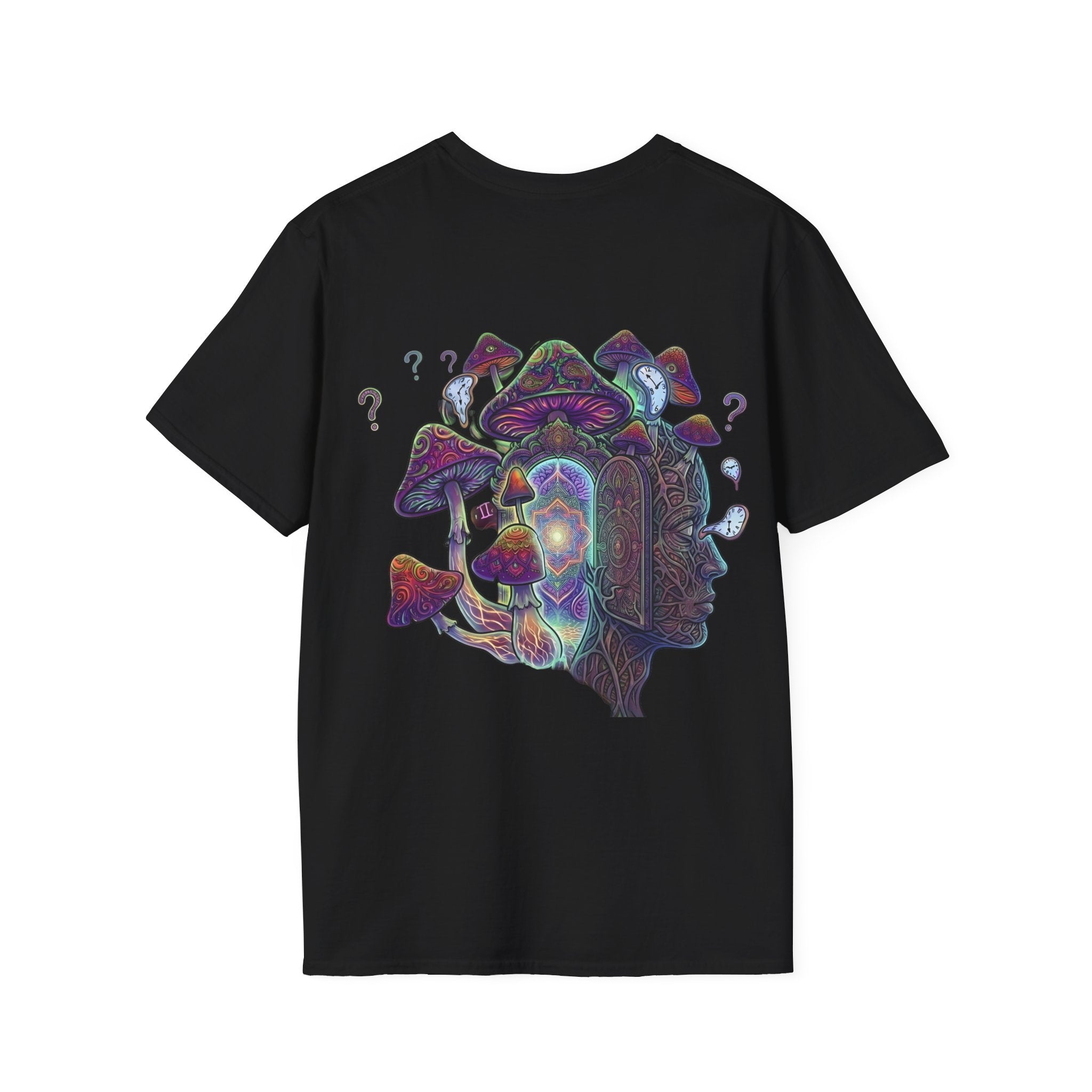 Mystical Prism Pocket T-Shirt — Colorful Cosmic Cat Graphic