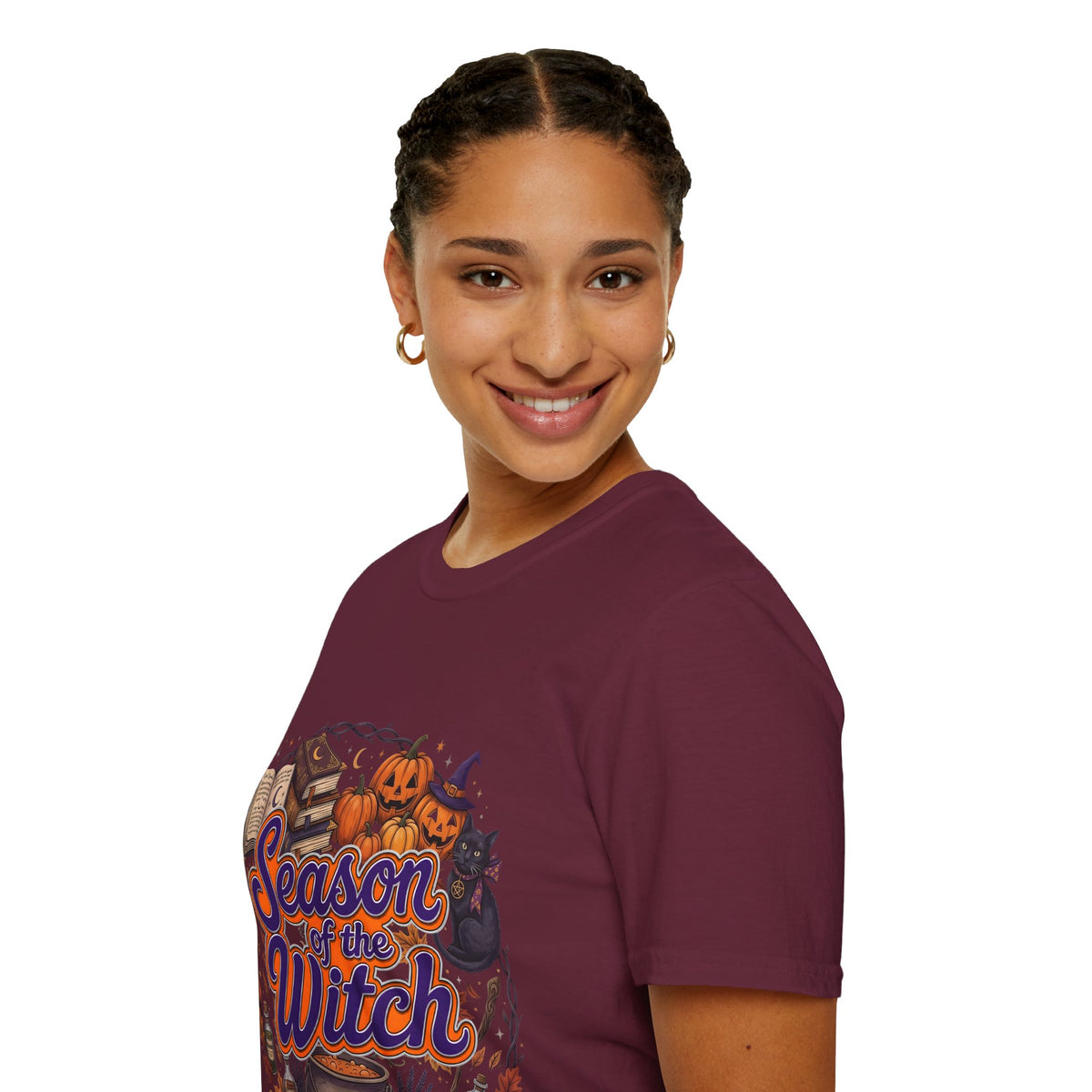 Season of the Witch Halloween T-Shirt — Pumpkin, Witch Hat & Spellbook Tee