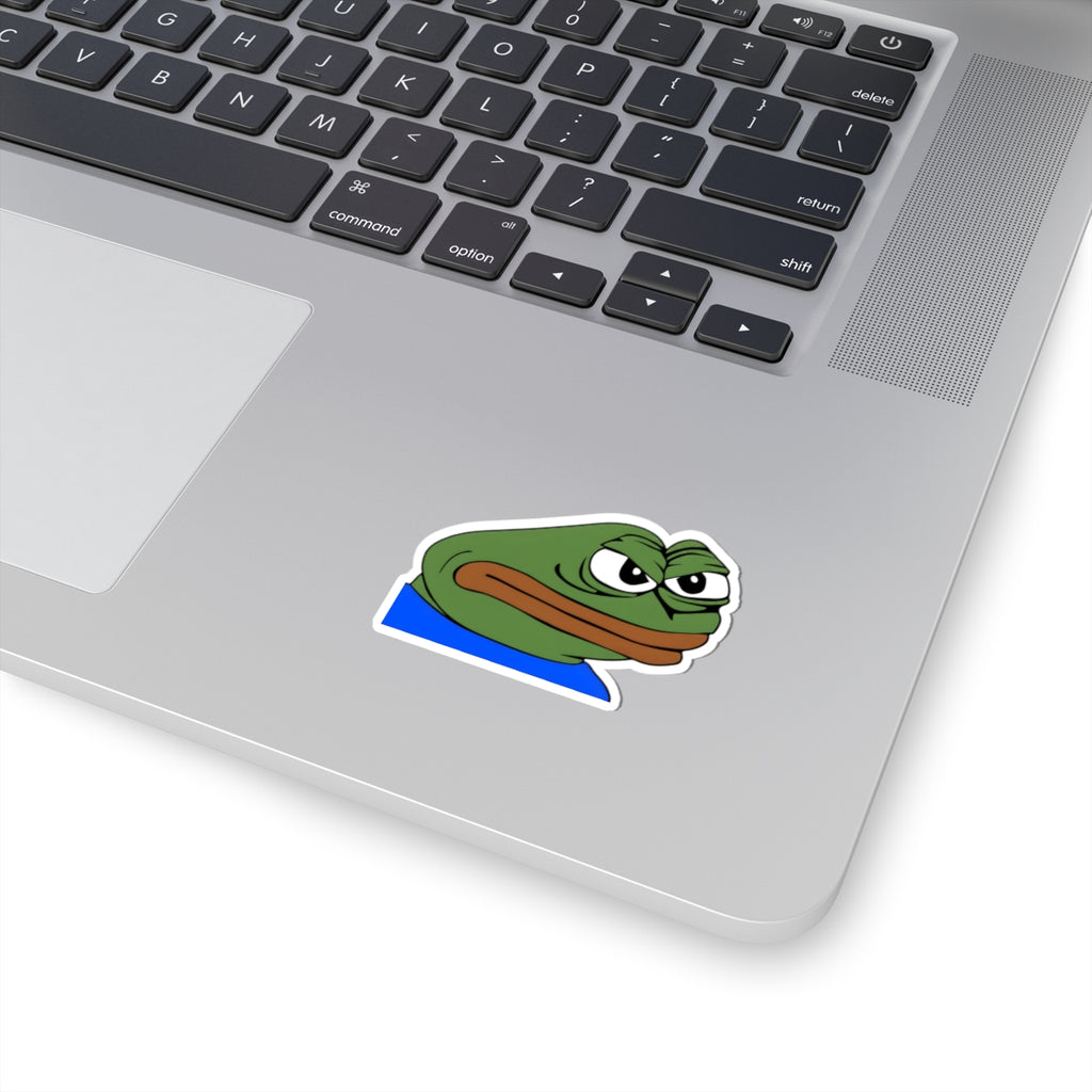 Pepe Frog Sticker — Grumpy Meme Kiss-Cut Vinyl Laptop Decal