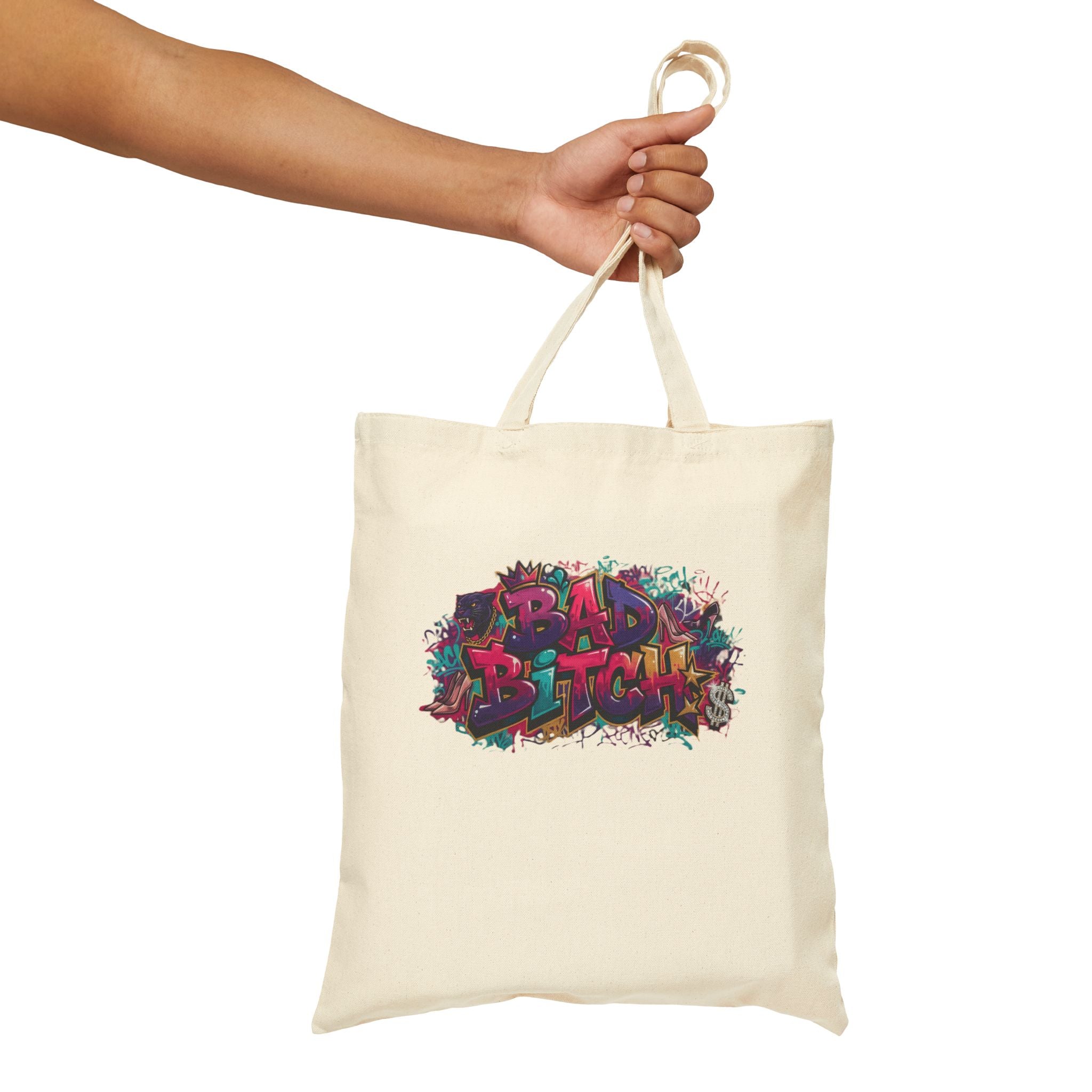 Tote Bag — Colorful Graffiti "Bad Bitch" Canvas Tote for Bold Everyday Style