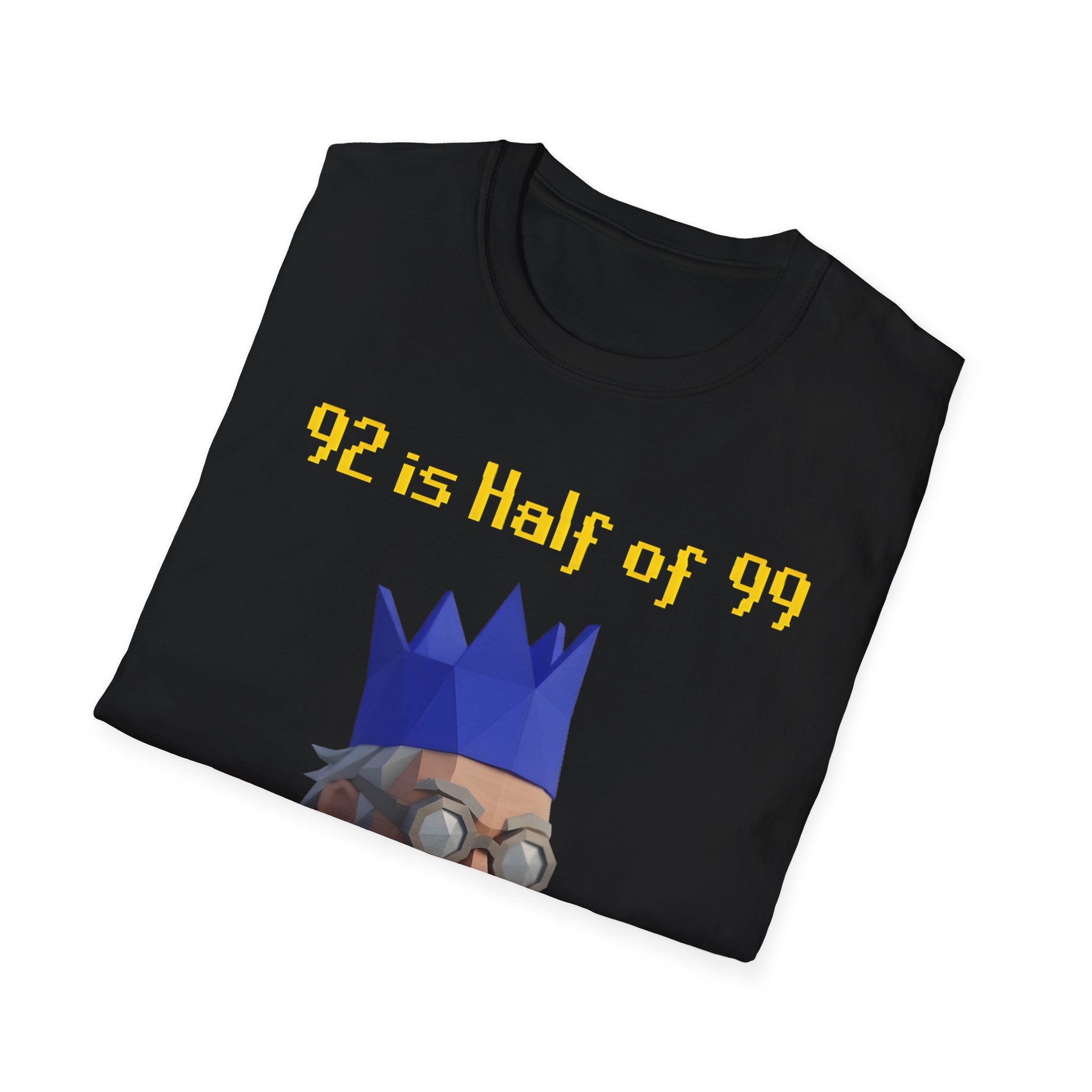 “92 is half of 99” Graphic T‑Shirt — Retro Pixel King Math Humor Tee