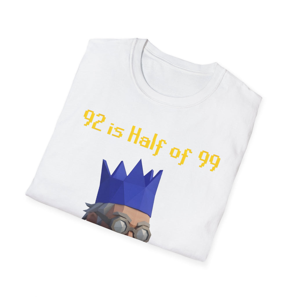 “92 is half of 99” Graphic T‑Shirt — Retro Pixel King Math Humor Tee