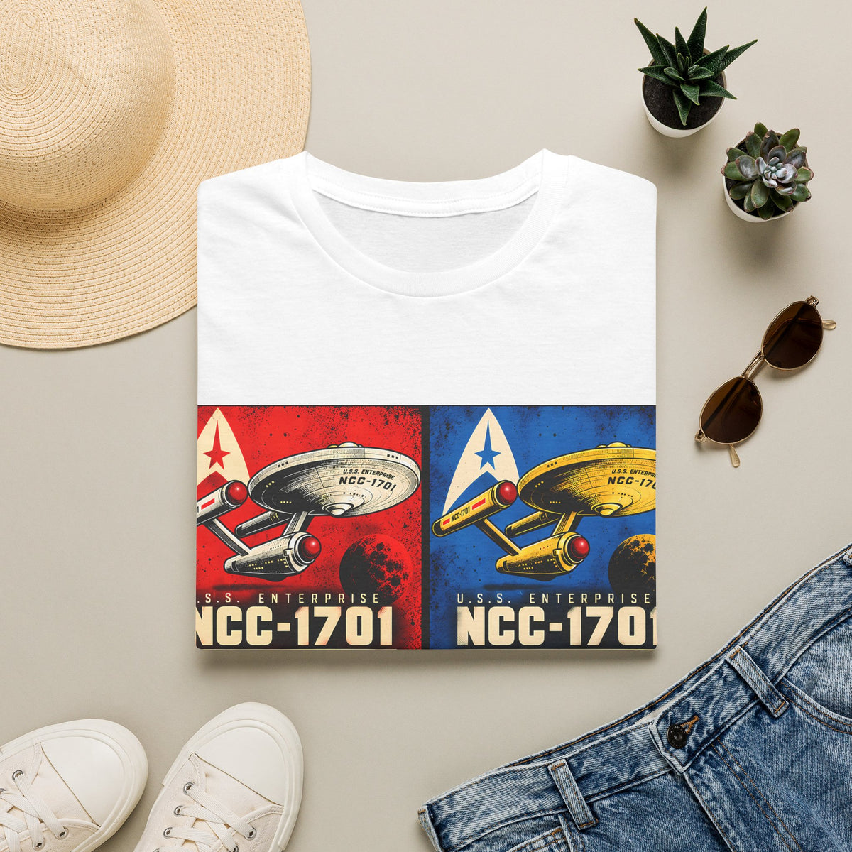 Retro Pop Art Starship NCC-1701 Crew Tee