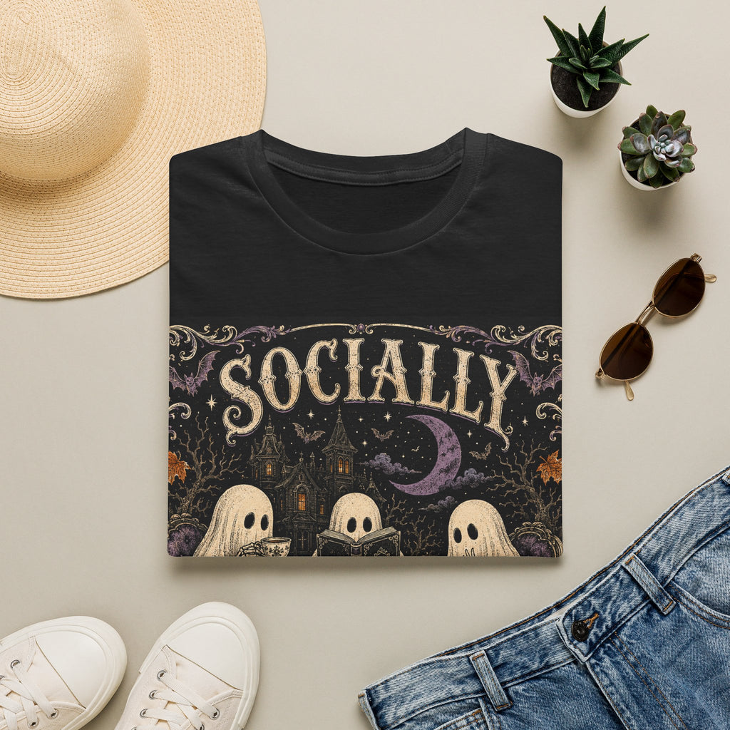 Socially Haunted T-Shirt — Cute Ghost Halloween Graphic Tee