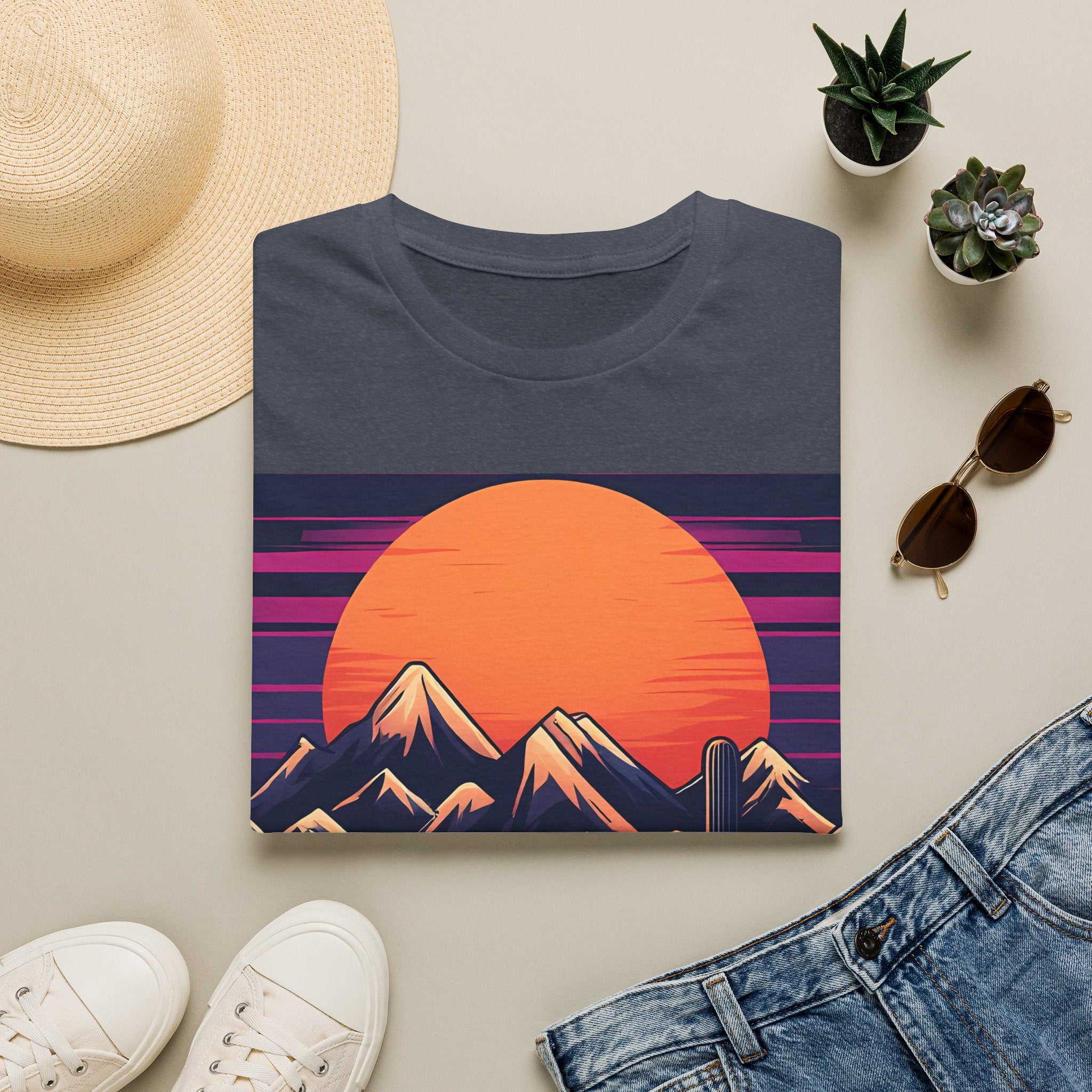 Sunset Mountains T-Shirt — Retro Desert Sunset Graphic Tee