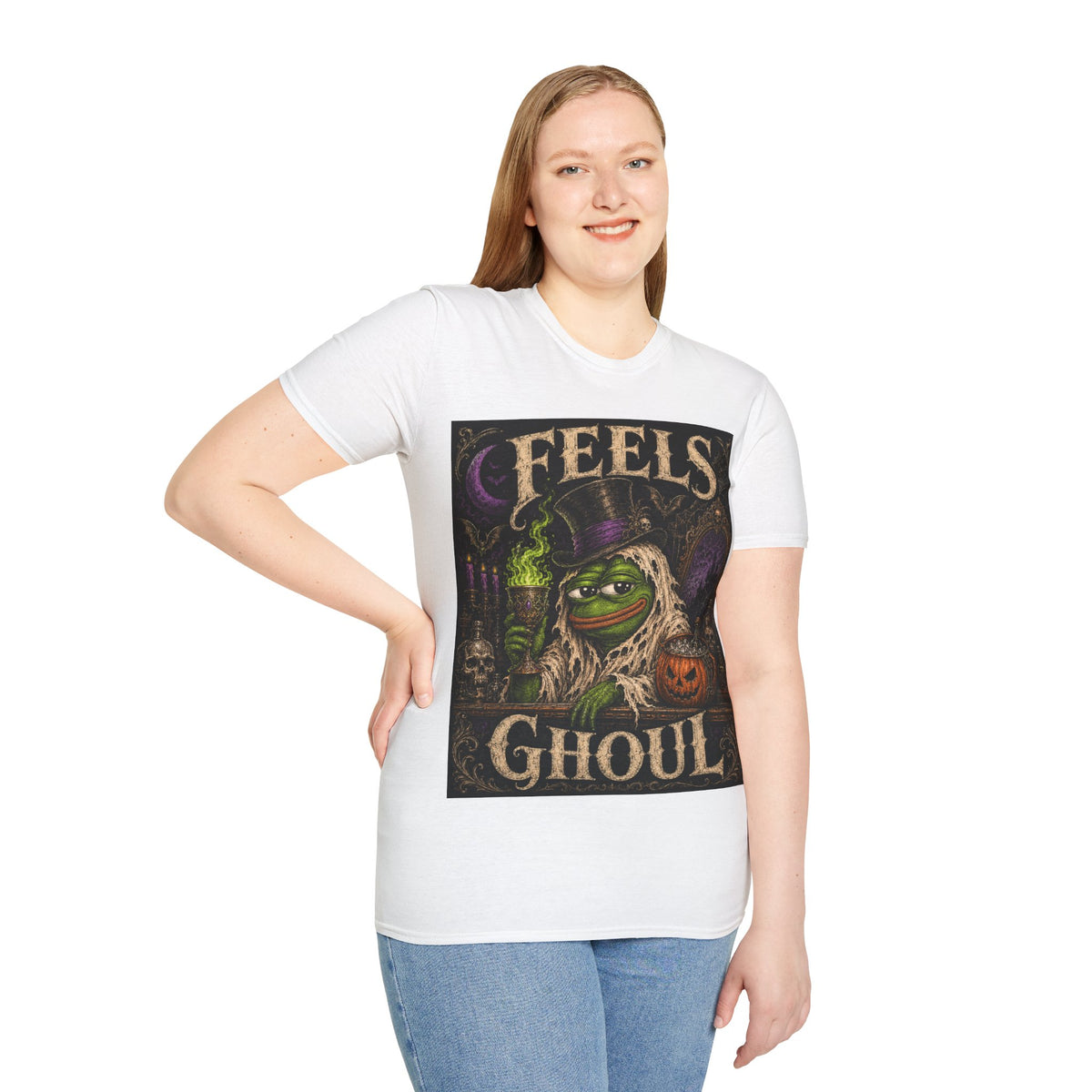 Feels Ghoul Halloween T‑Shirt — Spooky Witch Pepe Graphic
