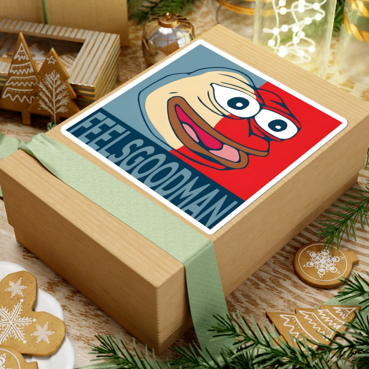FeelsGoodMan Pepe Sticker — Retro Pop Art Kiss-Cut Vinyl Decal