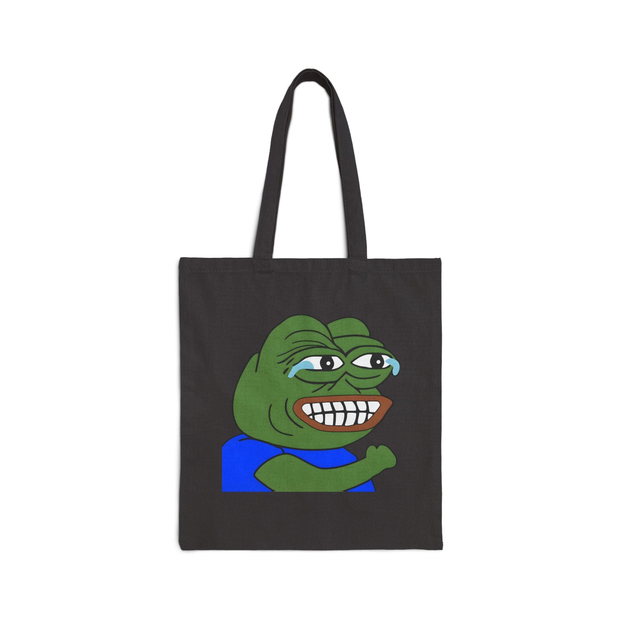 Canvas Tote Bag — Smirking Cartoon Frog Graphic