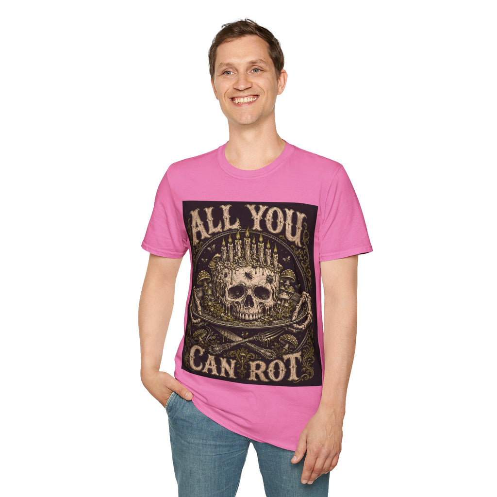 Skull Candle Crown T‑Shirt — "All You Can Rot" Vintage Gothic Tee
