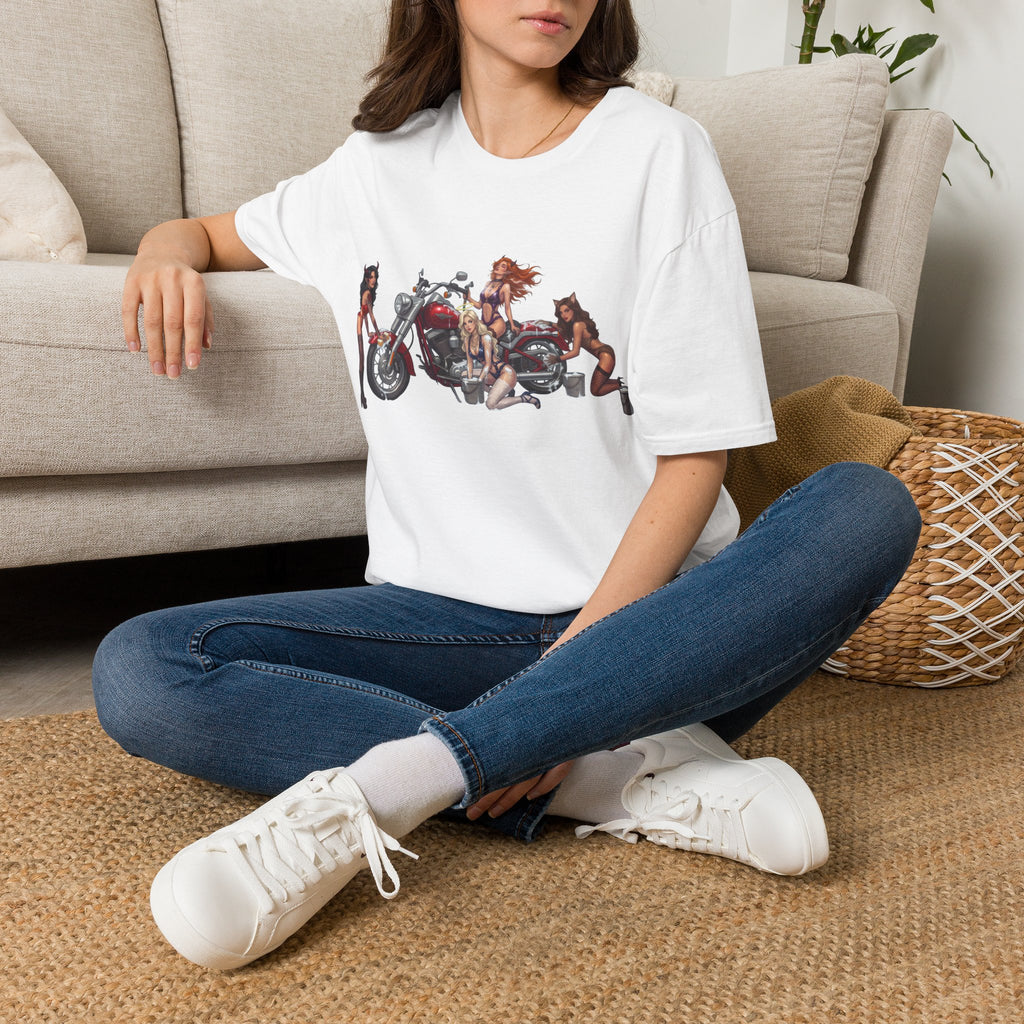 Biker Pinup T-Shirt — Vintage Motorcycle Pinup Girls Tee
