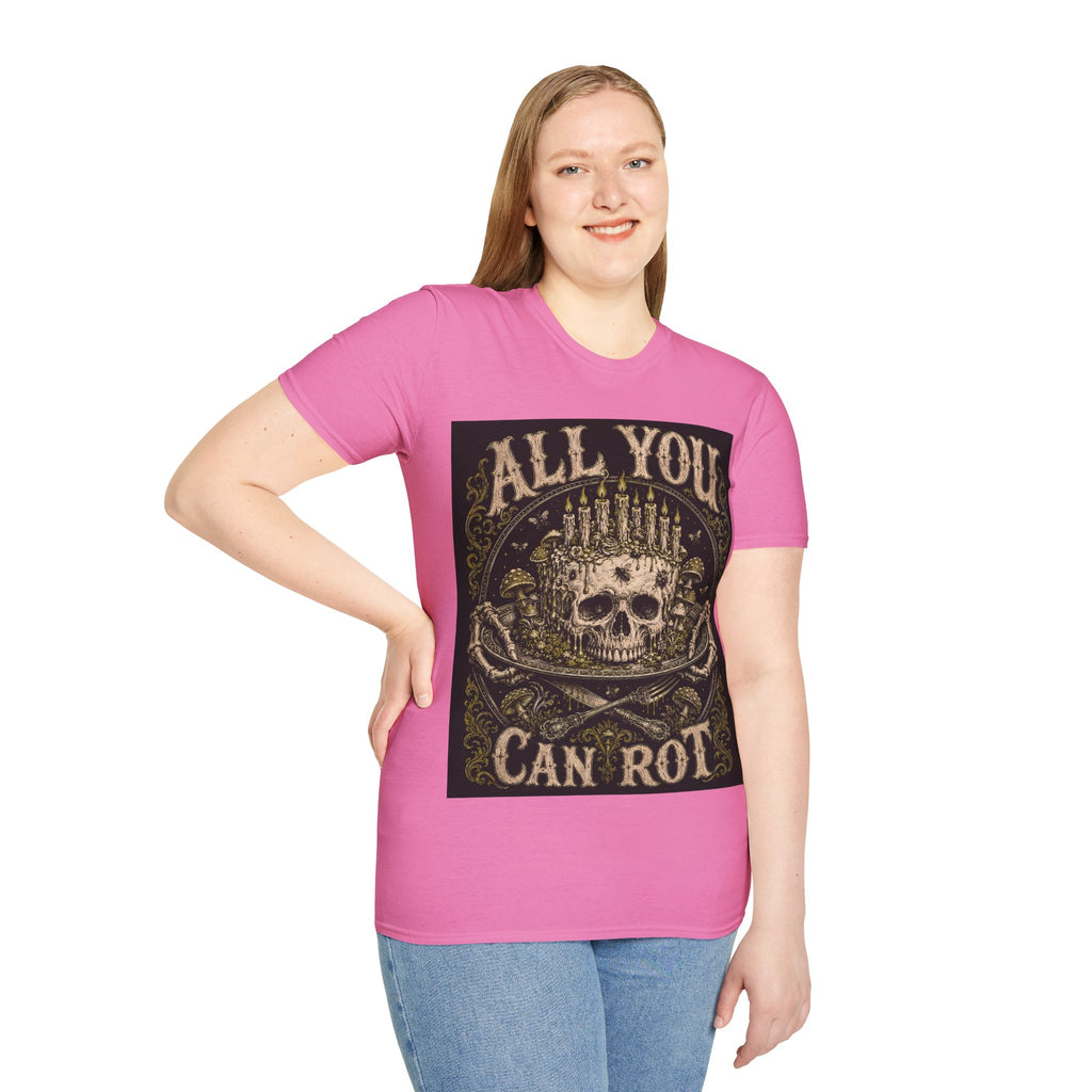 Skull Candle Crown T‑Shirt — "All You Can Rot" Vintage Gothic Tee
