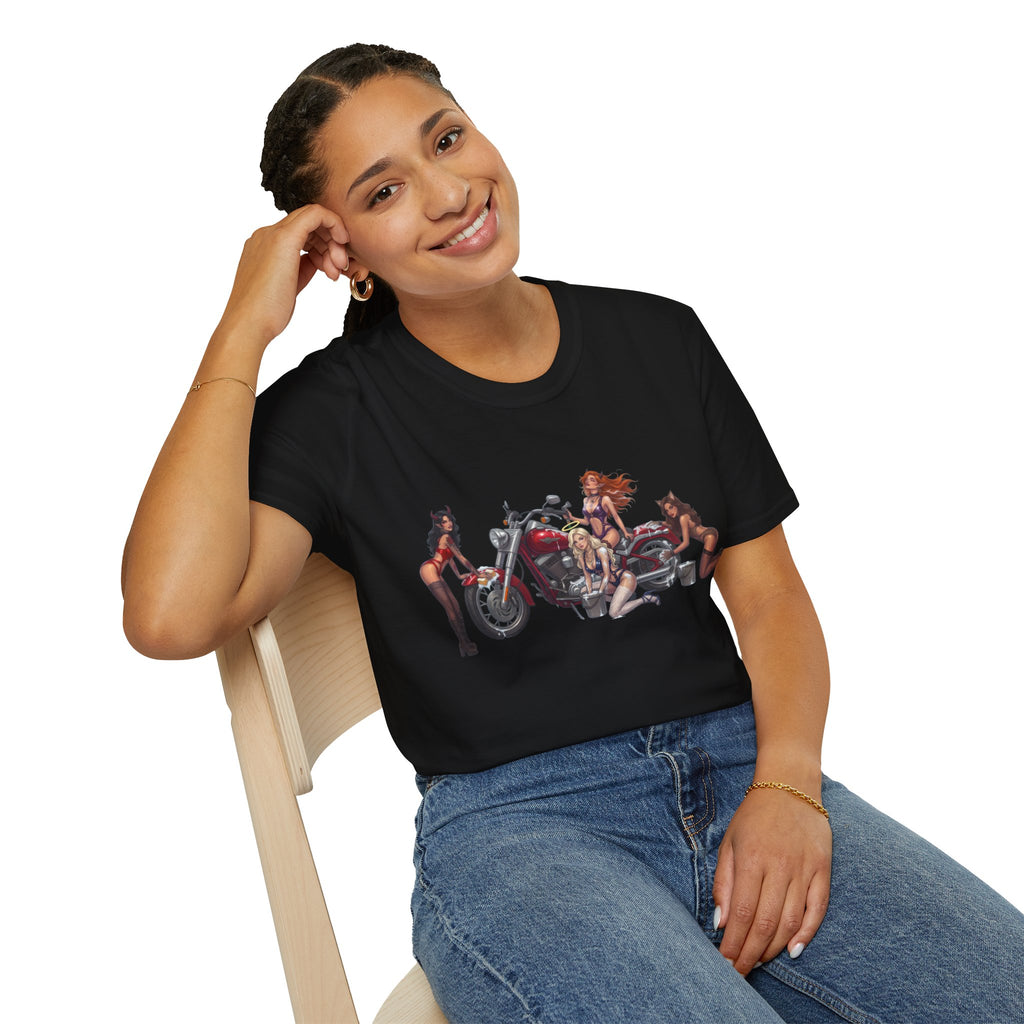 Biker Pinup T-Shirt — Vintage Motorcycle Pinup Girls Tee
