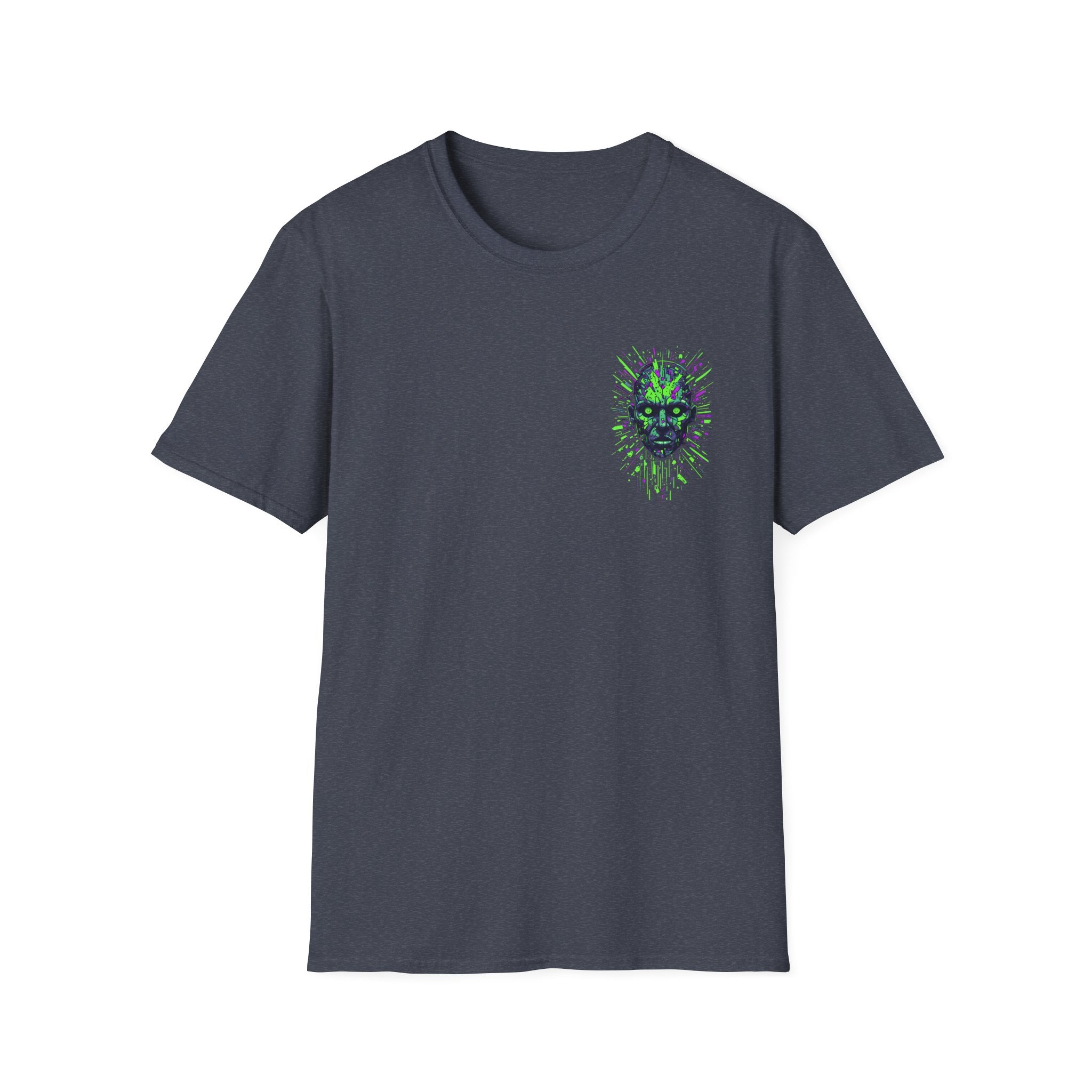 Neon Cyber Skull T-Shirt — Glowing Green Sci‑Fi Graphic Tee