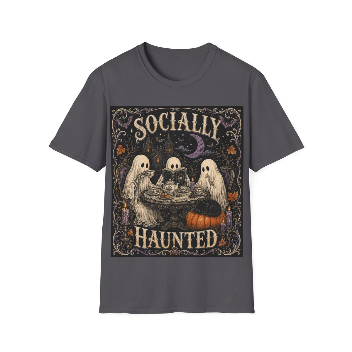 Socially Haunted T-Shirt — Cute Ghost Halloween Graphic Tee