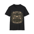 Raised on Distortion Guitar Skull T-Shirt — Vintage Rock Biker Tee
