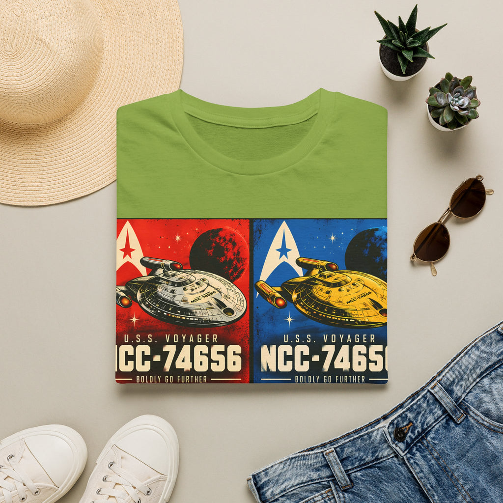 Starship Pop Art T-Shirt — U.S.S. Voyager NCC-74656 Retro Sci‑Fi Tee