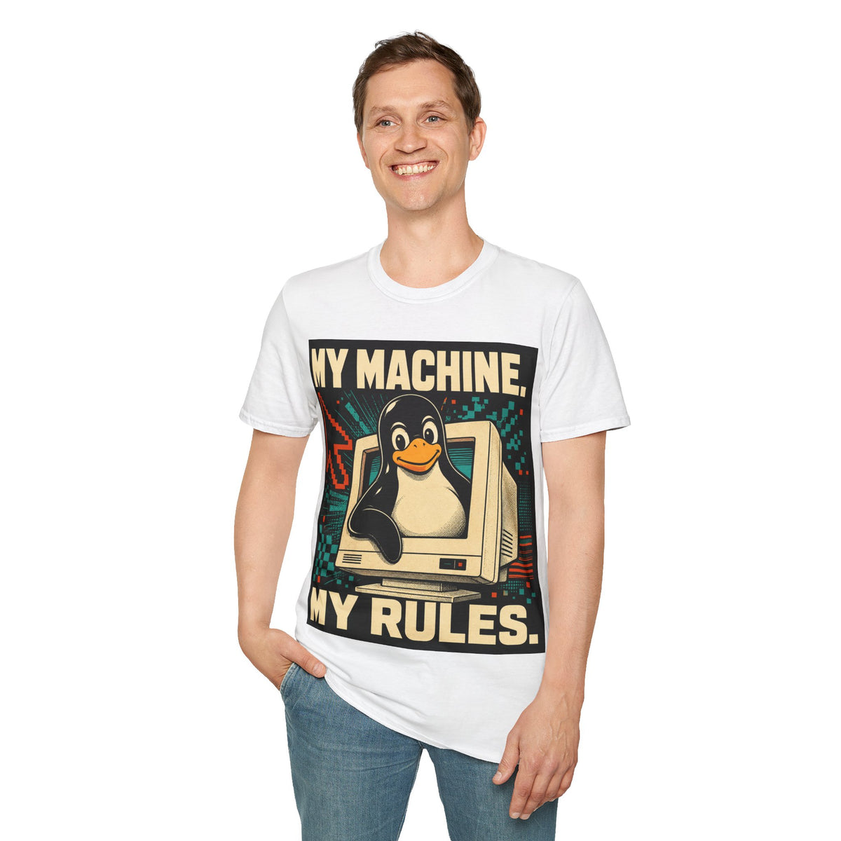 Retro Tux Penguin Tee — "My Machine, My Rules" Vintage Computer T-Shirt