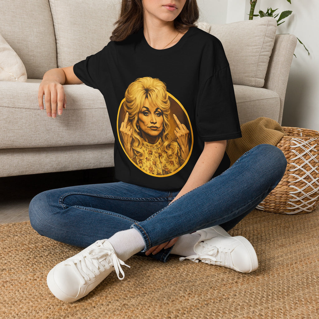 Dolly Middle Finger Portrait T-Shirt — Retro Attitude Graphic Tee