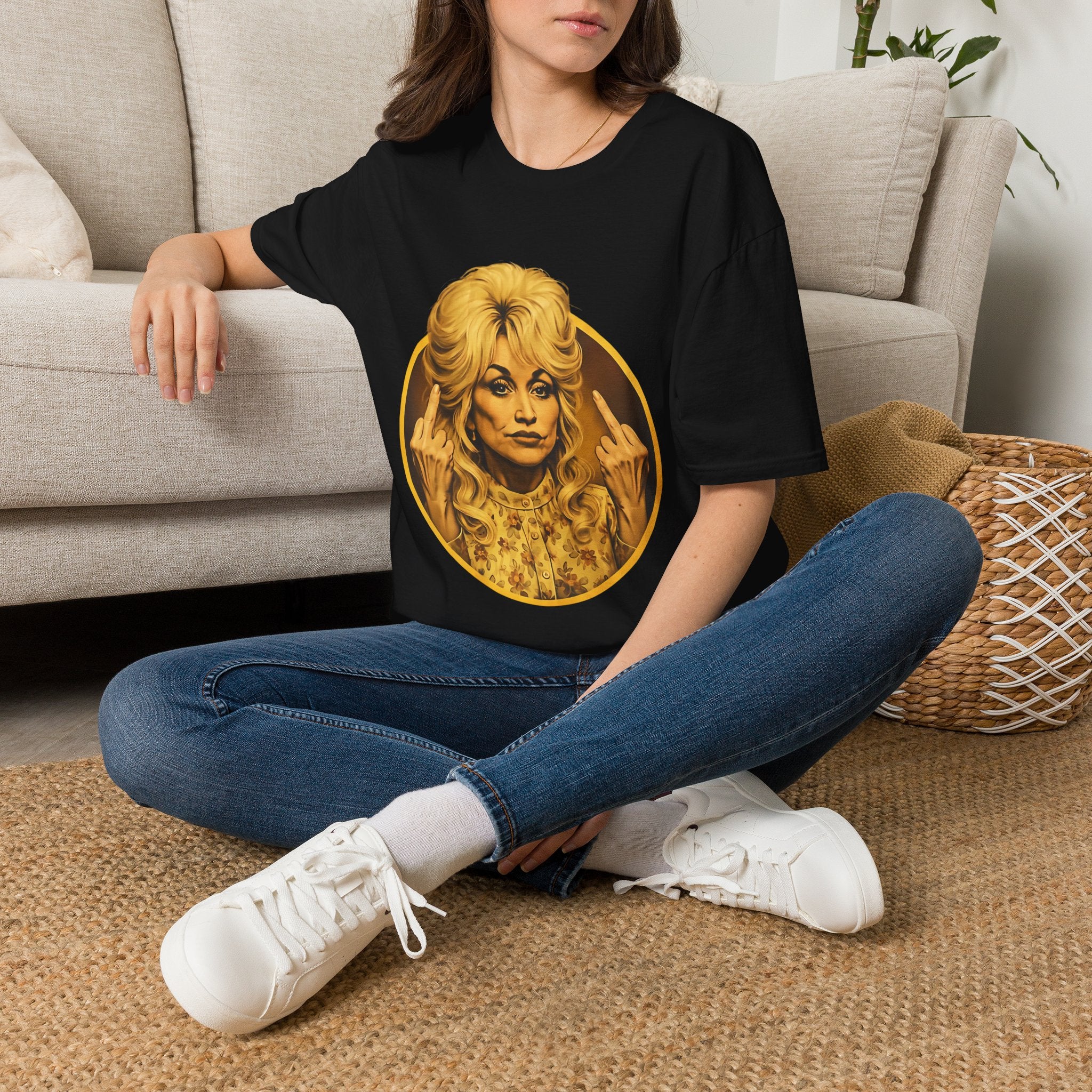 Dolly Middle Finger Portrait T-Shirt — Retro Attitude Graphic Tee