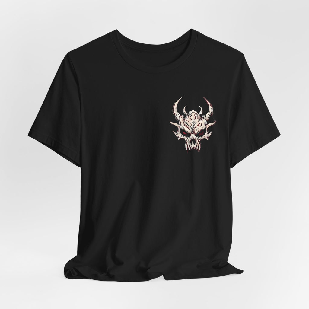 Demon Skull Chest Tee — Gothic Horned Skull T-Shirt