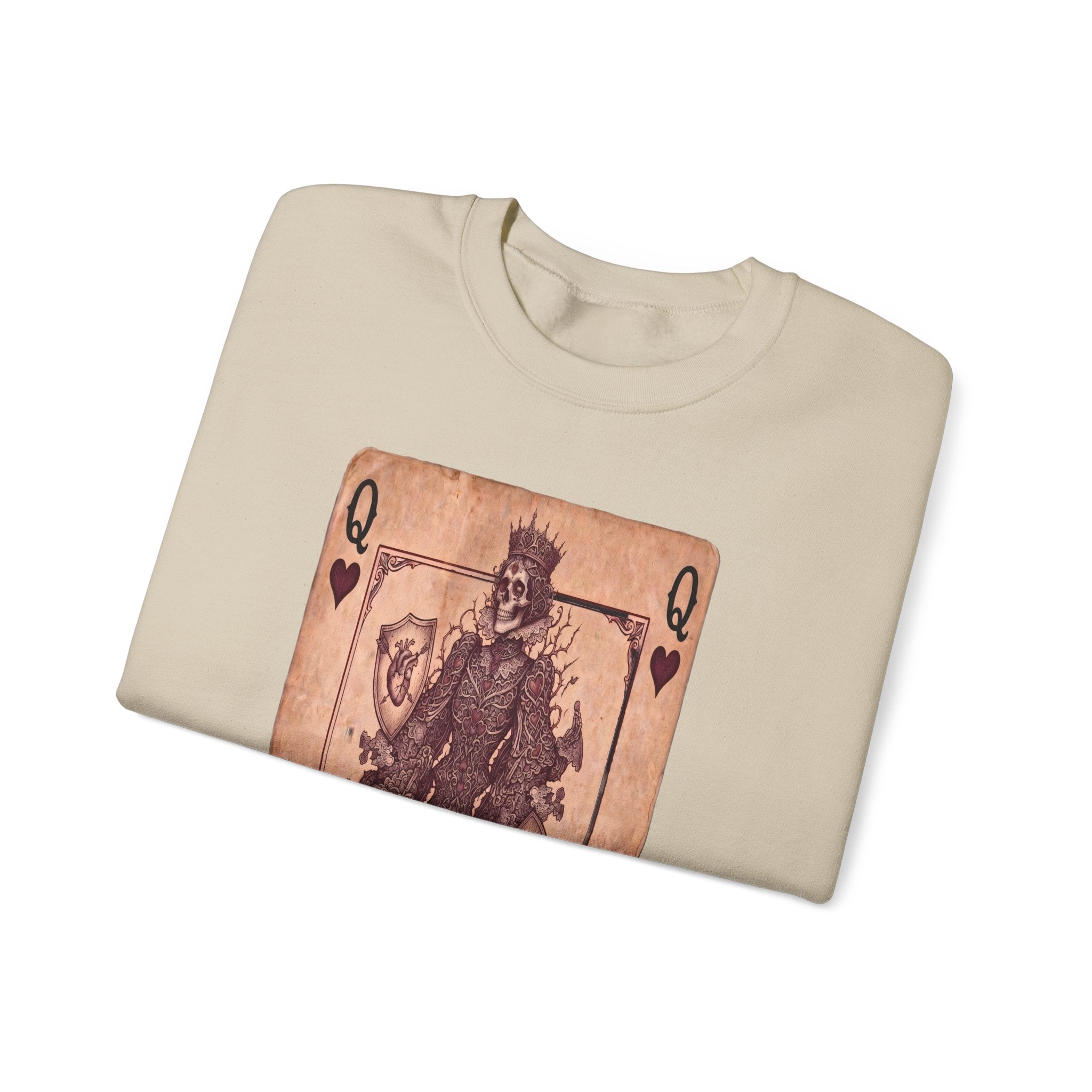 Queen of Hearts Playing Card Sweatshirt — Vintage Gothic Card Graphic