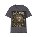 Skull Candle Crown T‑Shirt — "All You Can Rot" Vintage Gothic Tee