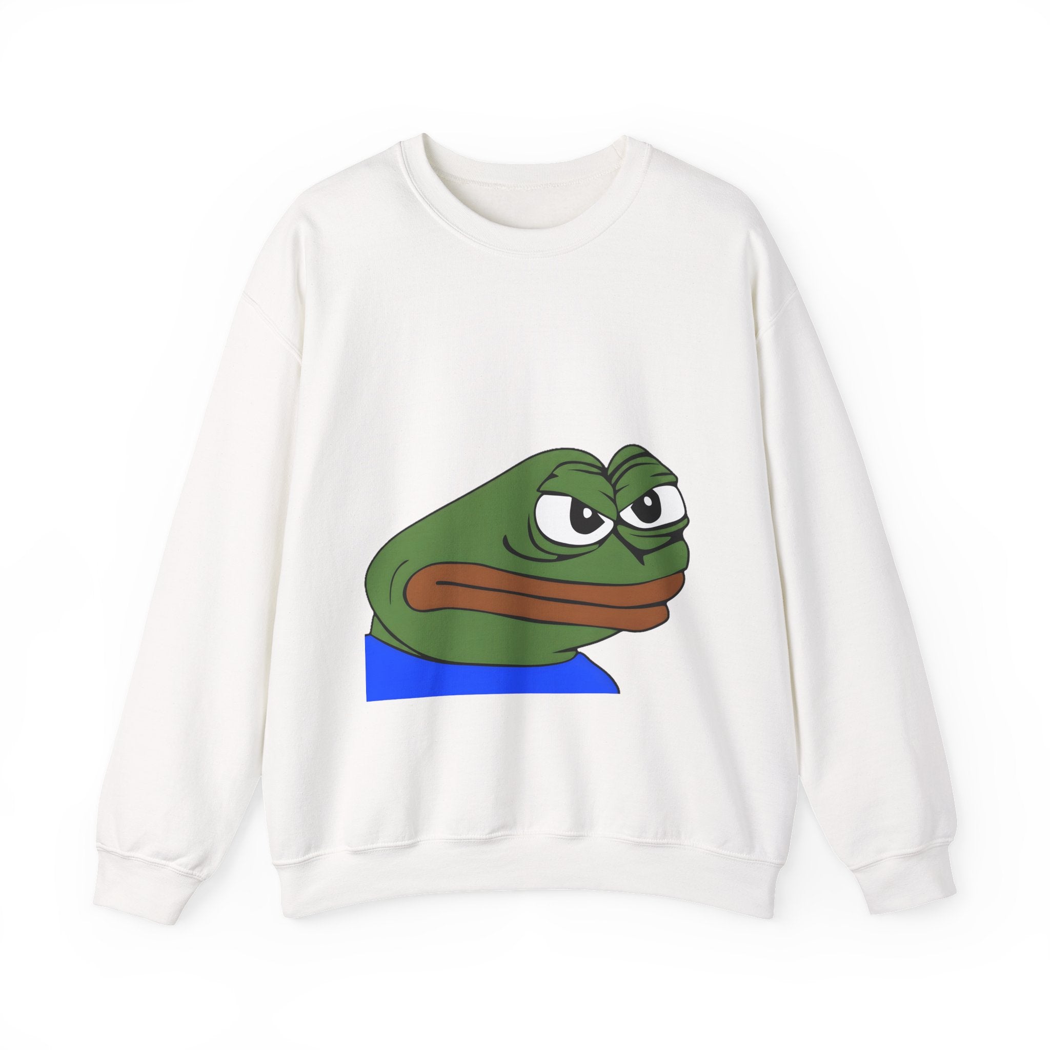 Pepe Meme Crewneck Sweatshirt — Grumpy Frog Graphic Pullover