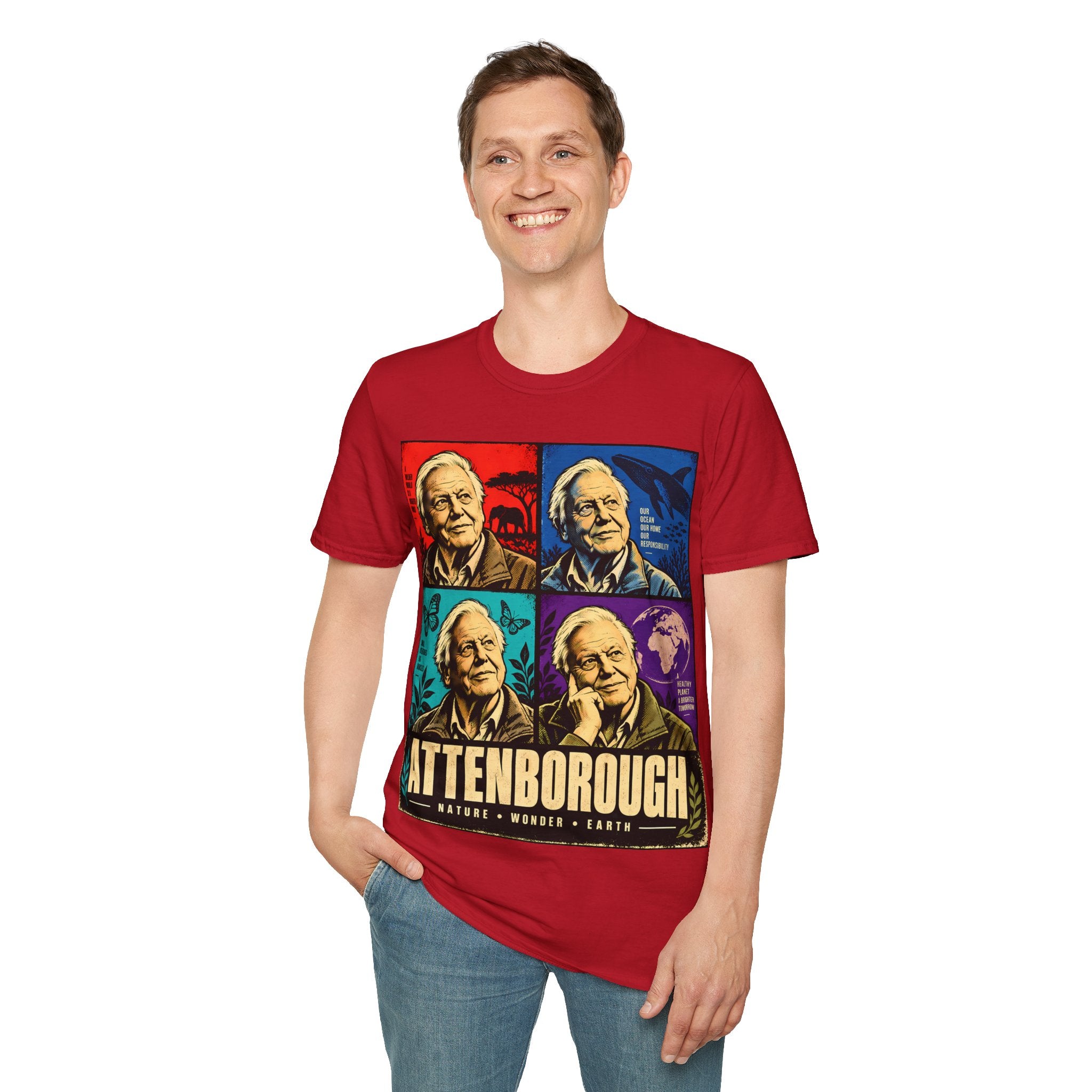 David Attenborough Pop Art T-Shirt — Vintage Wildlife Conservation Tee