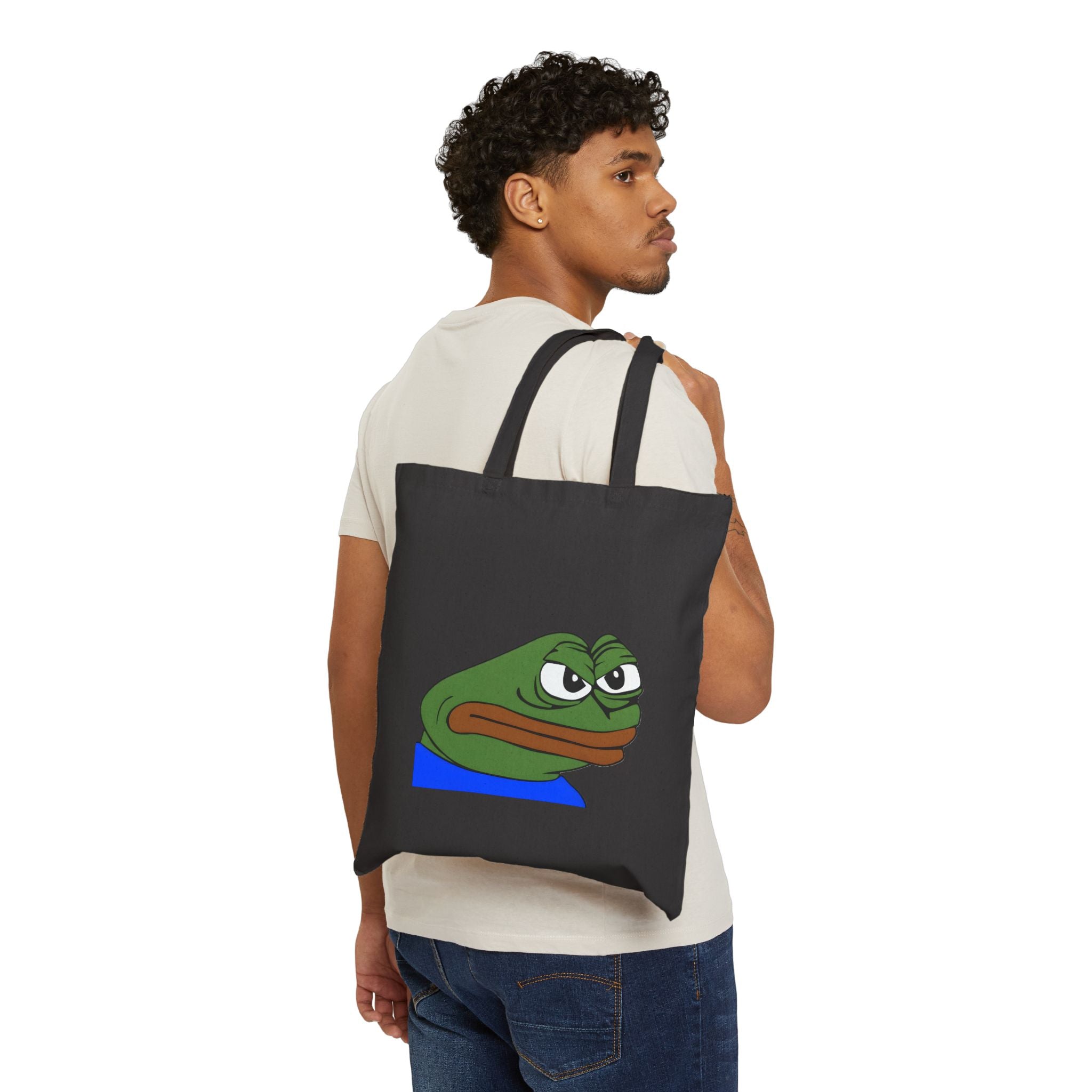 Pepe Meme Tote Bag - Funny Grumpy Frog Canvas Shopper