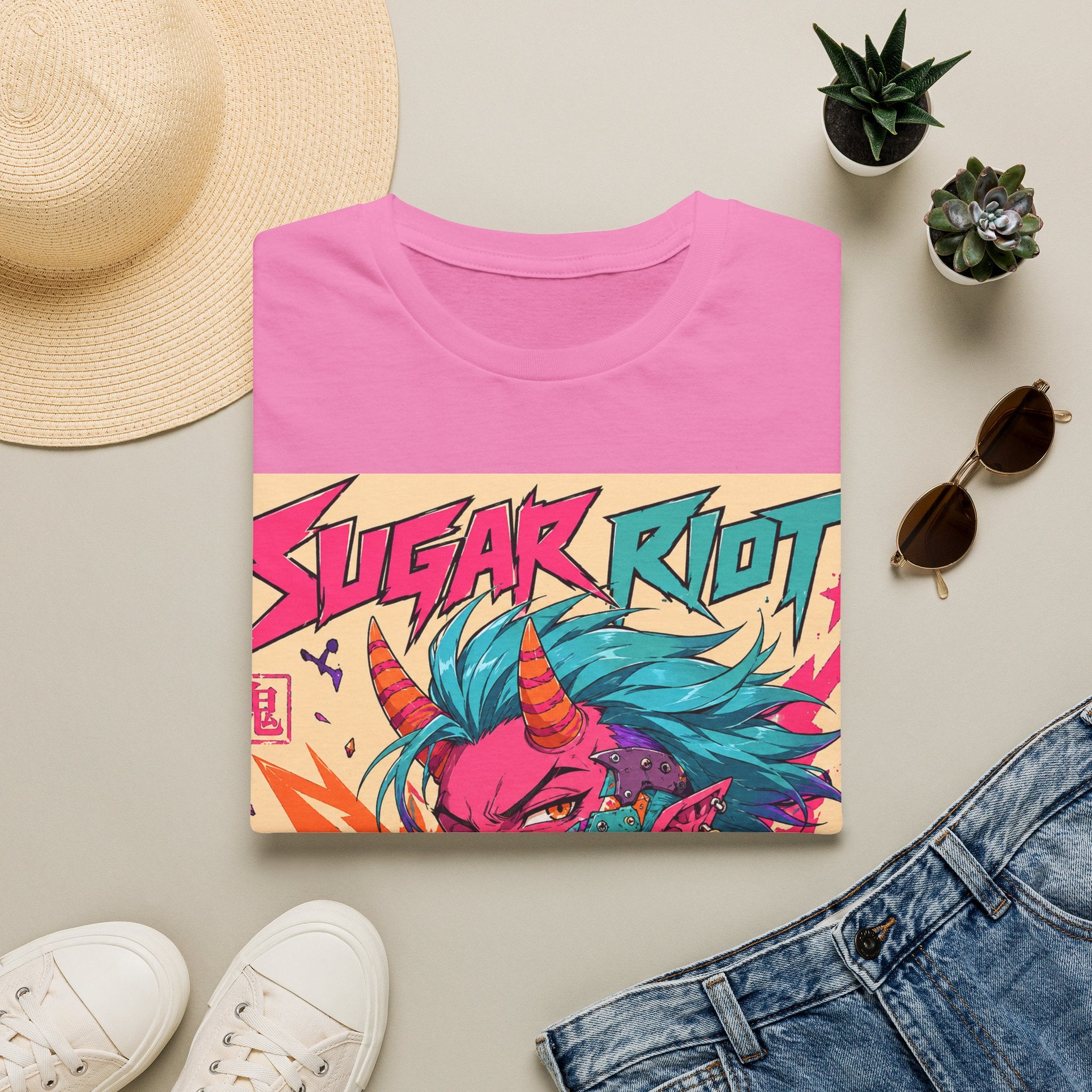 Sugar Riot T‑Shirt — Colorful Punk Unicorn Candy Skull Graphic Tee