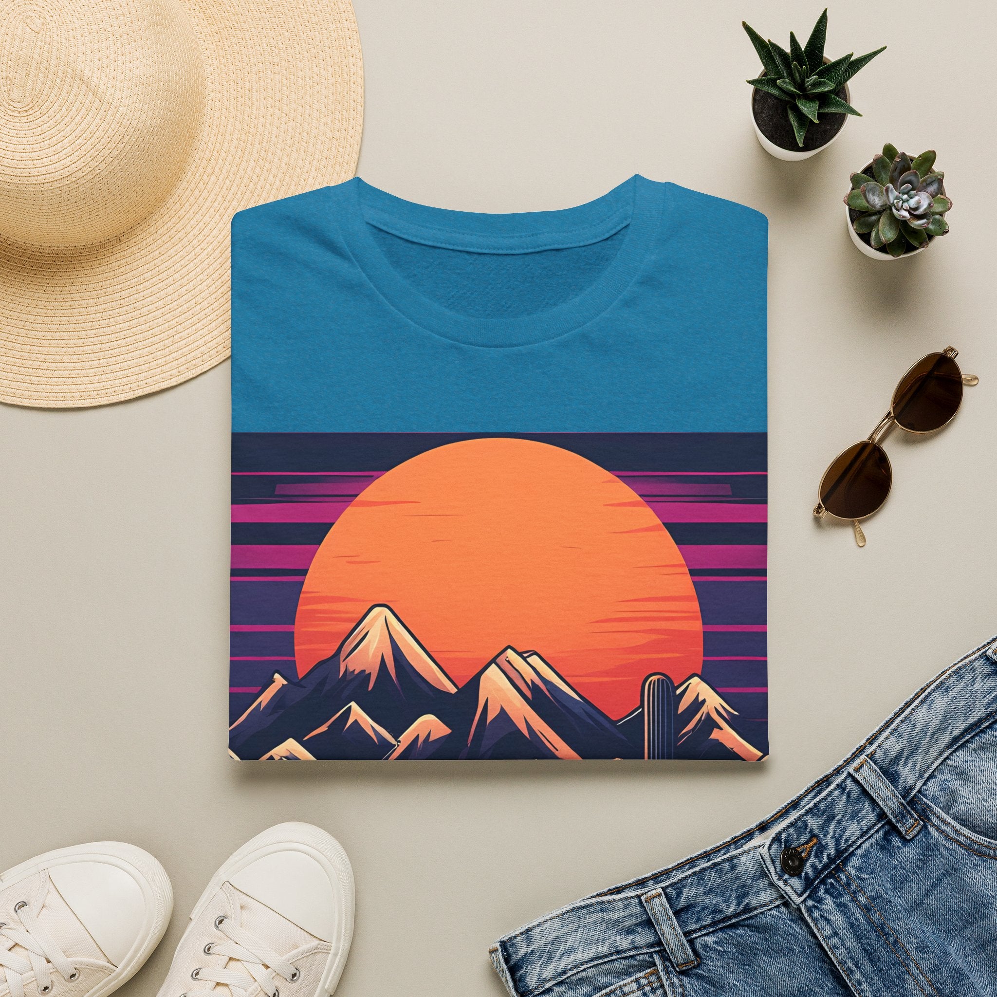 Sunset Mountains T-Shirt — Retro Desert Sunset Graphic Tee