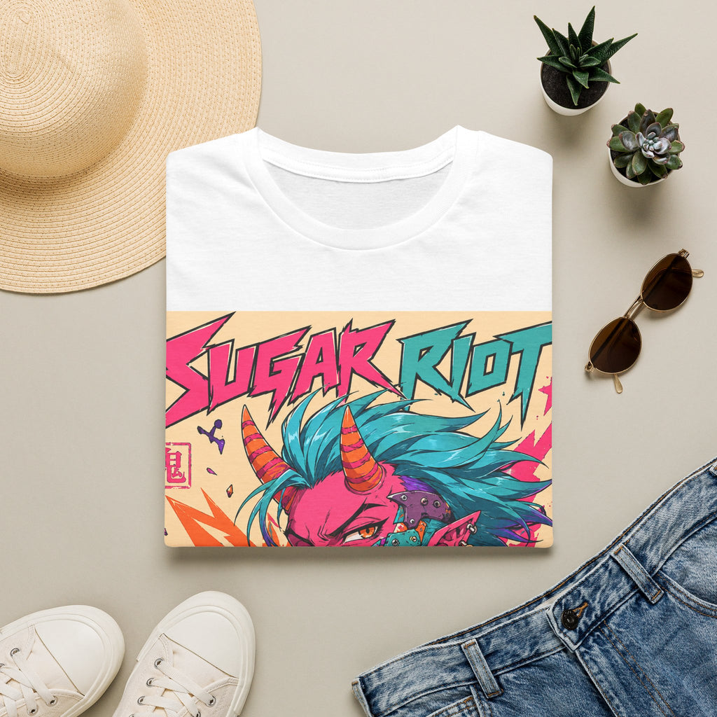 Sugar Riot T‑Shirt — Colorful Punk Unicorn Candy Skull Graphic Tee