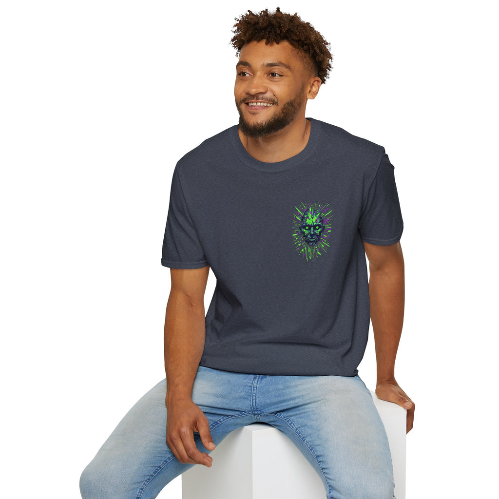 Neon Cyber Skull T-Shirt — Glowing Green Sci‑Fi Graphic Tee