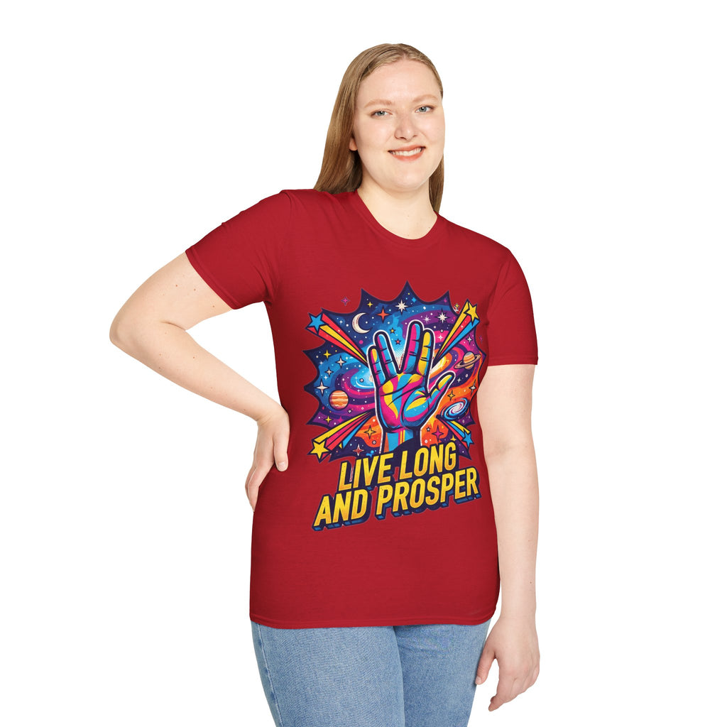 Live Long and Prosper T-Shirt — Colorful Space Vulcan Salute Tee