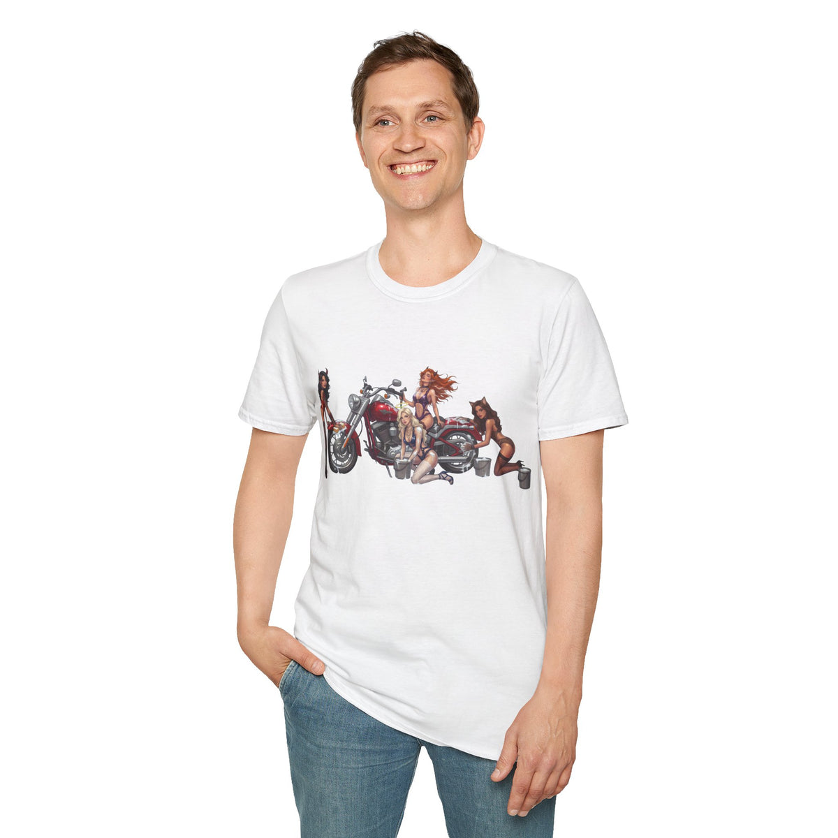 Biker Pinup T-Shirt — Vintage Motorcycle Pinup Girls Tee
