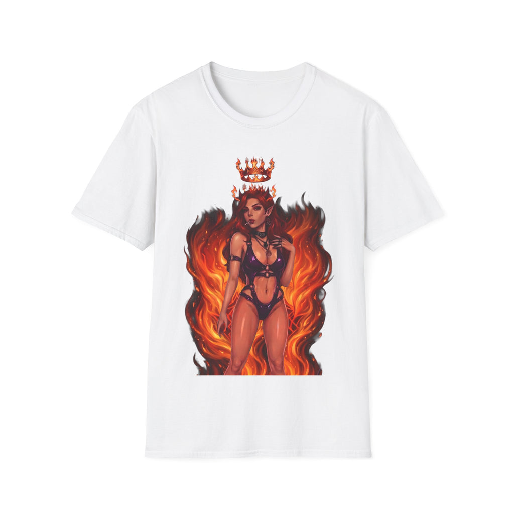 Flaming Witch Queen Graphic T-Shirt - Fire Witch Illustration Tee