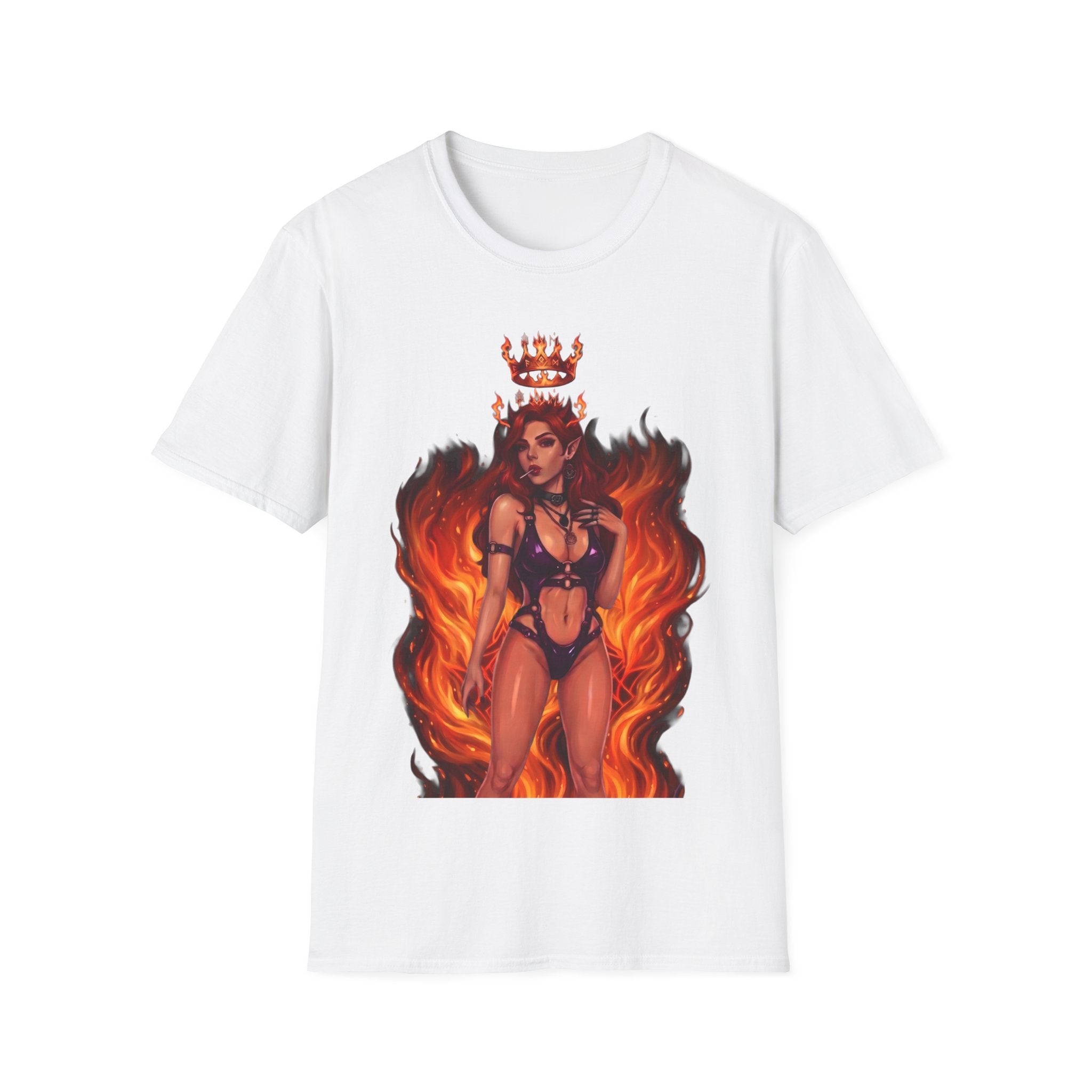 Flaming Witch Queen Graphic T-Shirt - Fire Witch Illustration Tee
