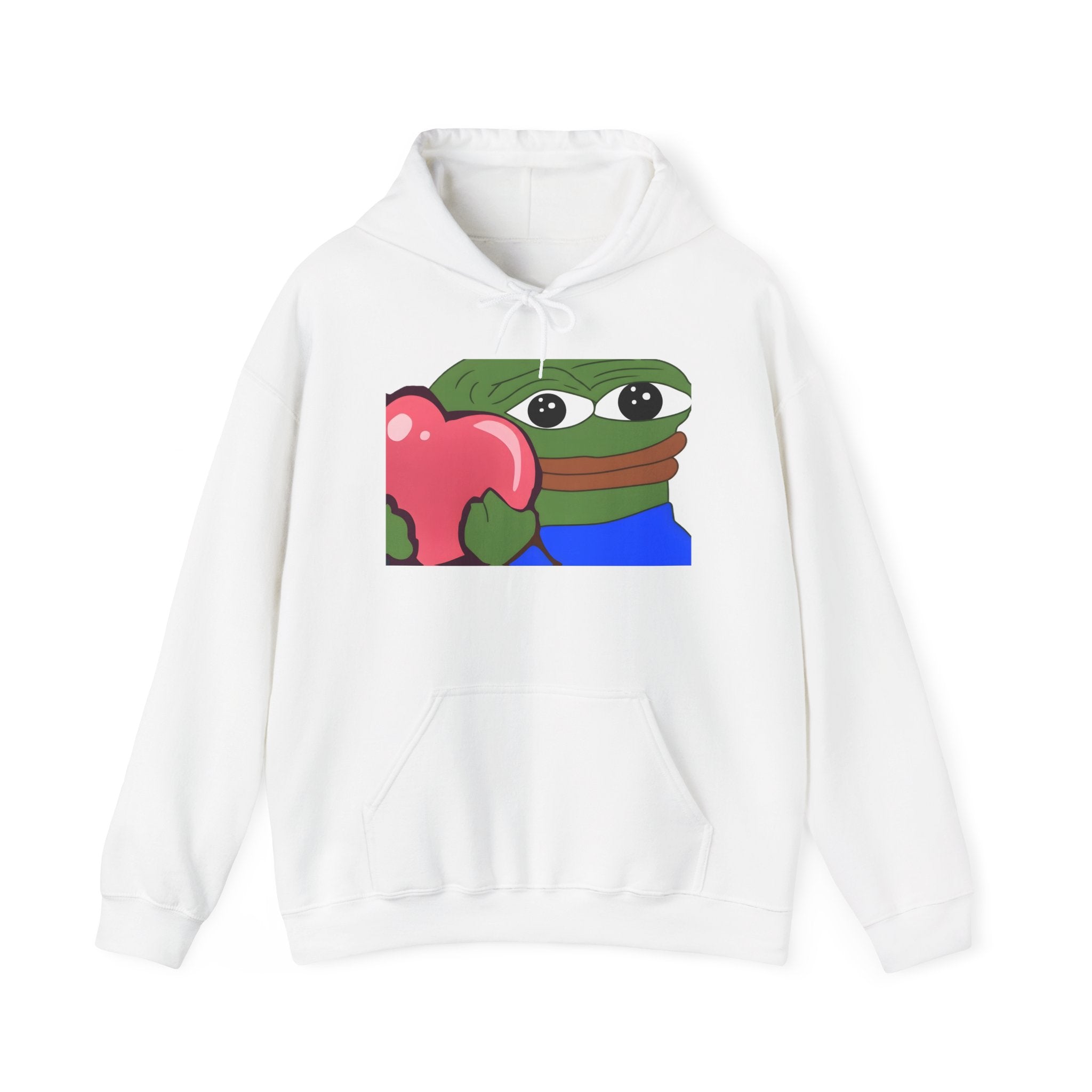 Pepe Heart Hoodie — Cute Pepe Holding Heart Graphic Pullover