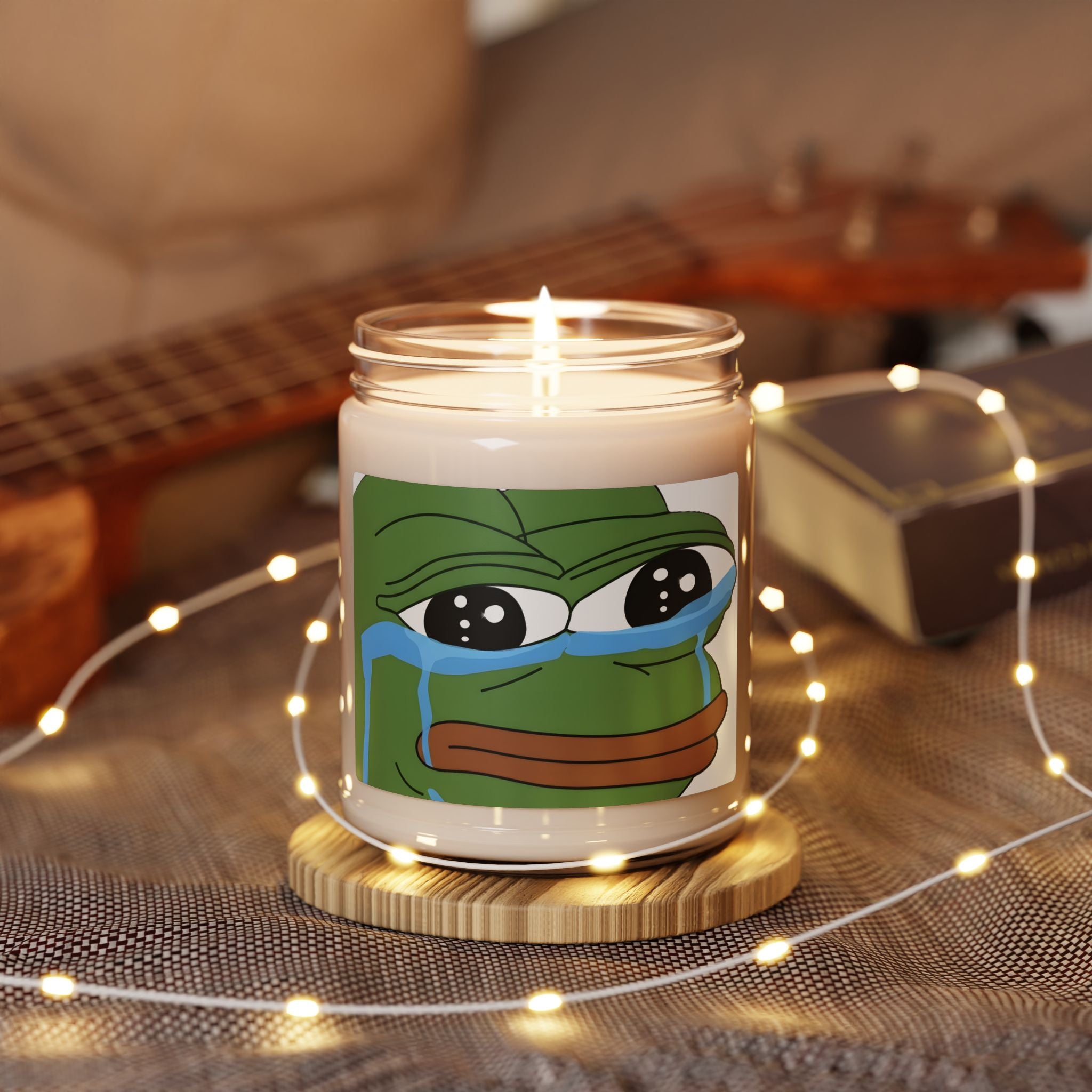 9oz Scented Soy Candle — Crying Frog Meme Illustration