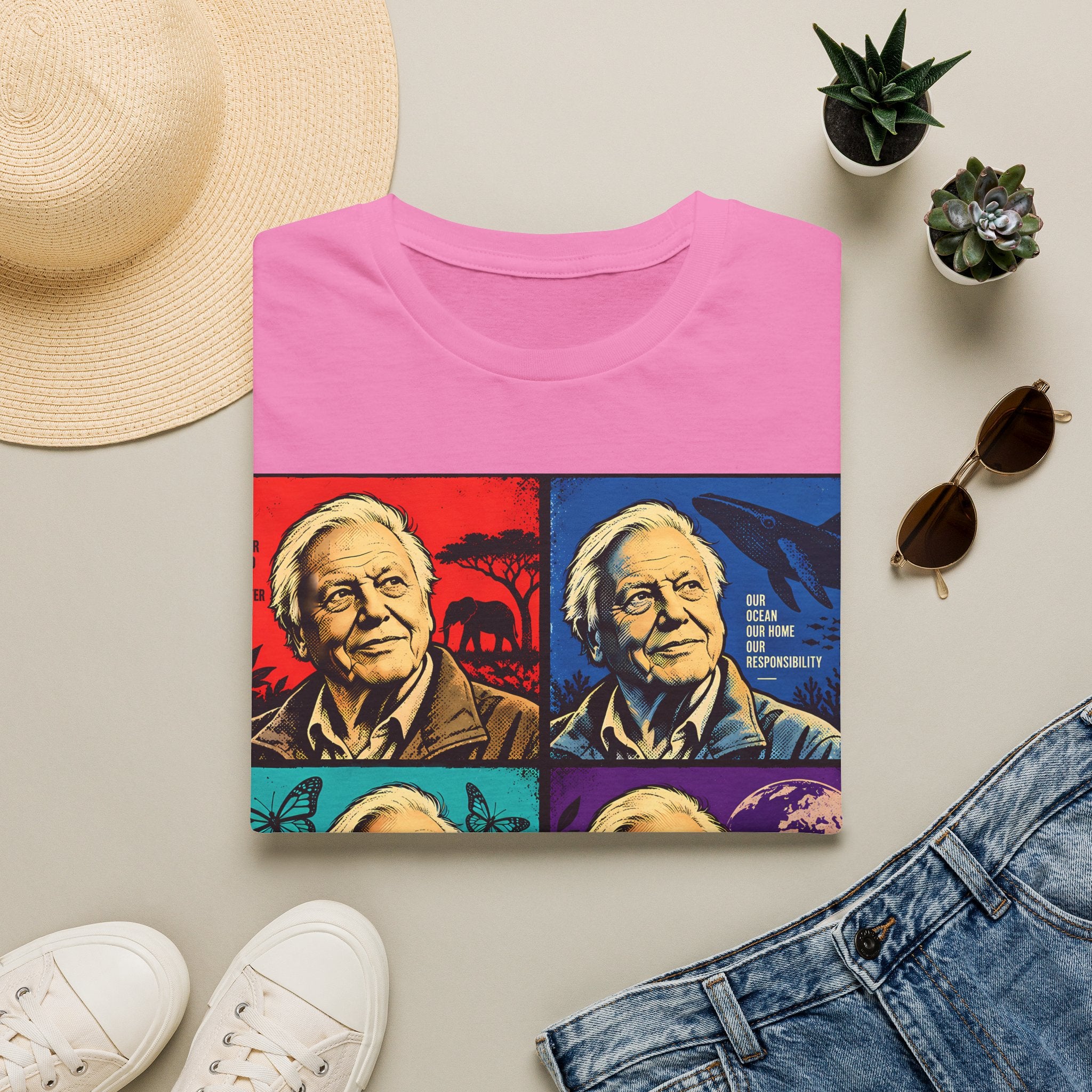 David Attenborough Pop Art T-Shirt — Vintage Wildlife Conservation Tee