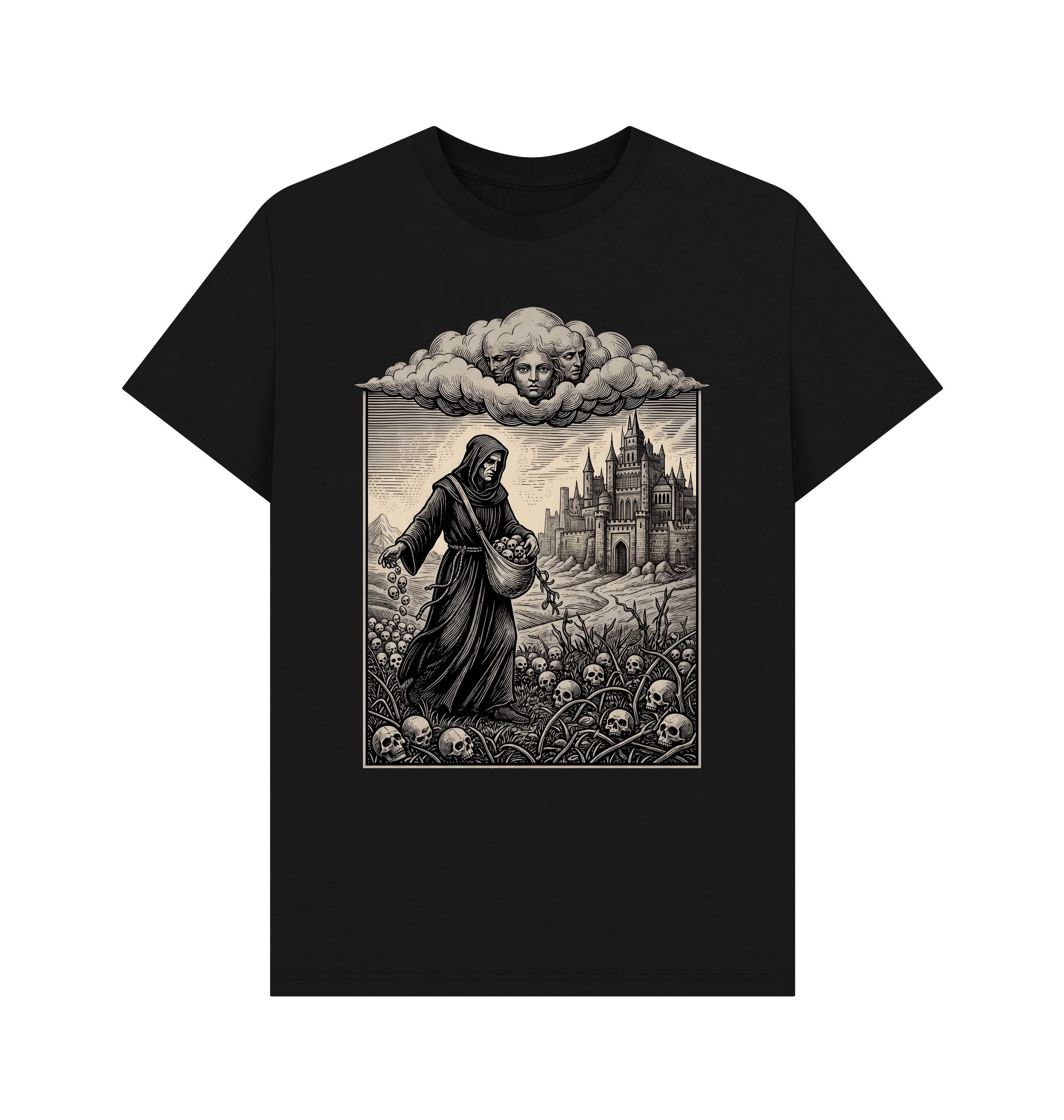 Black Printed T-shirt Front